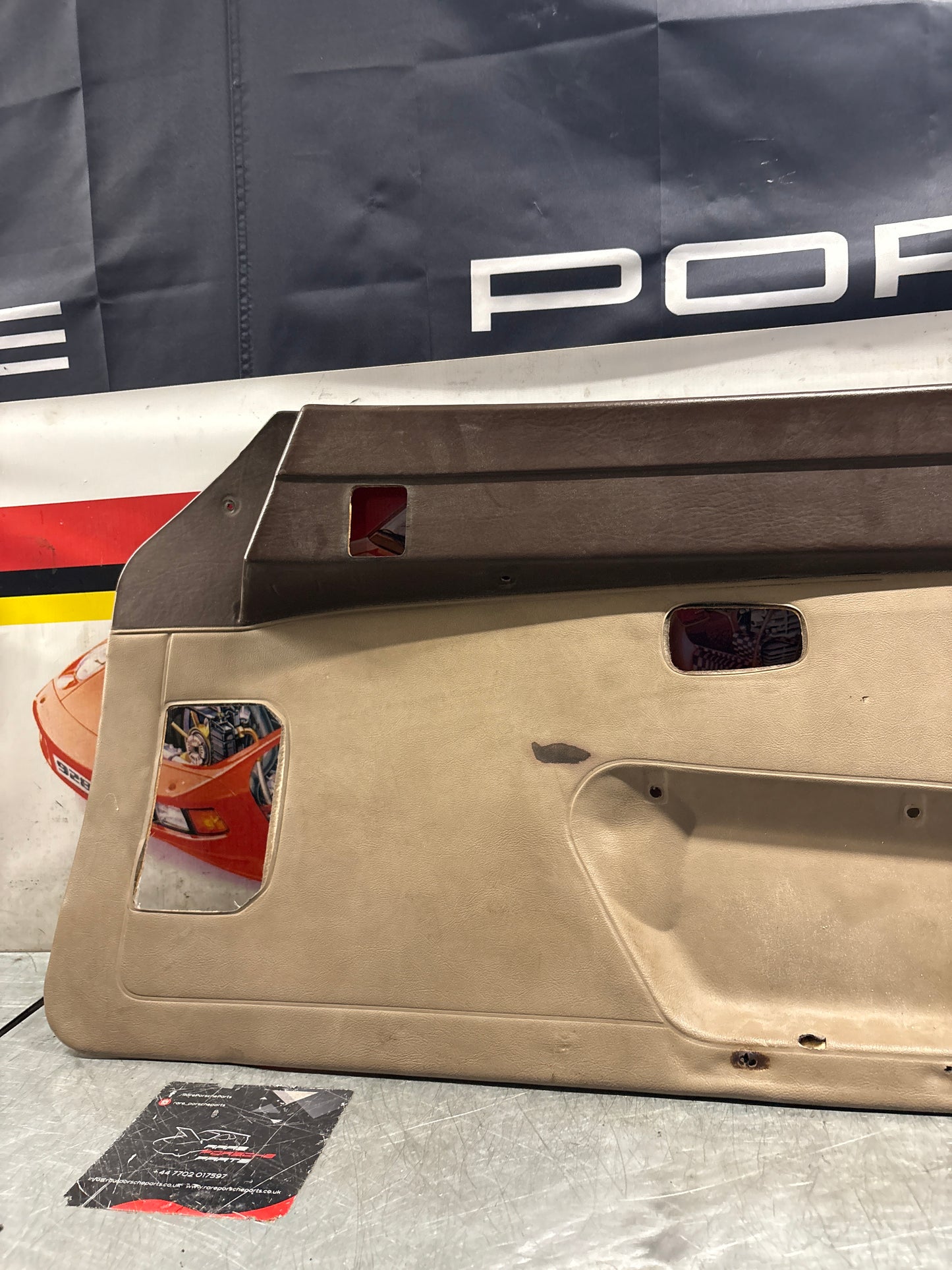 Porsche 924 brown/beige electric window door card, right, off side 477867012 used