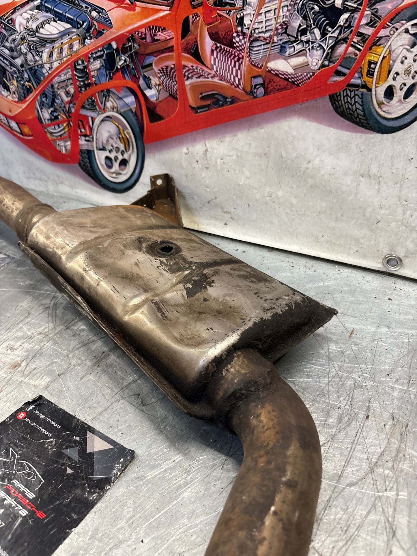 Porsche 928 S4 right middle silencer, used 92811109403
