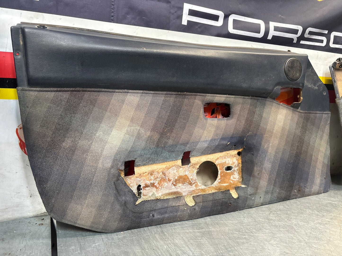 Pair Of Porsche 944 blue chequered door cards 94455501701 94455501801 used, refurbished.