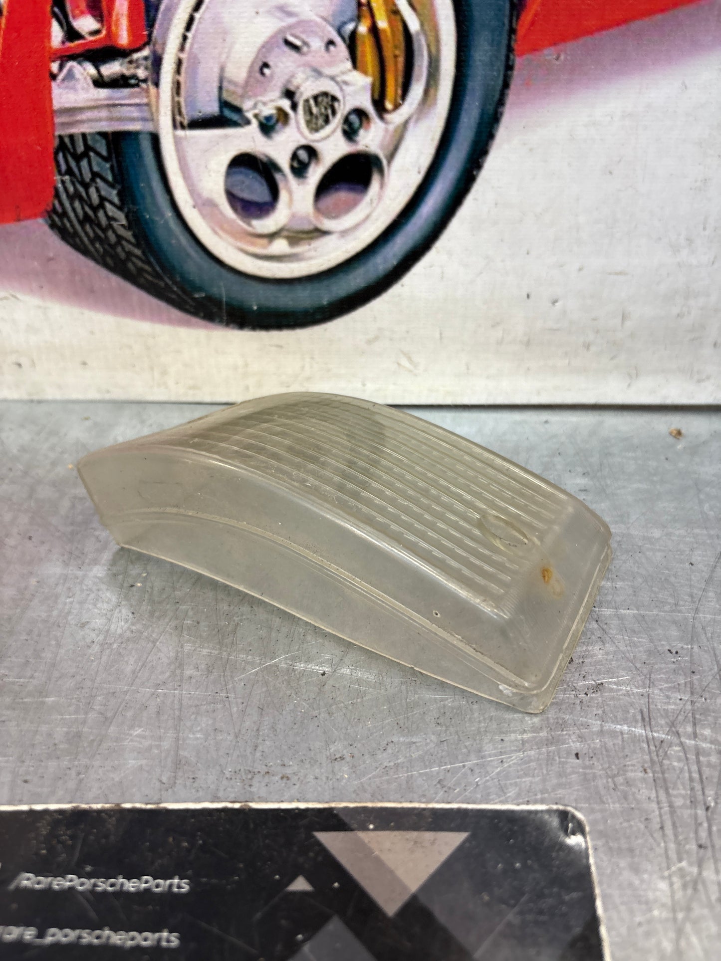 Porsche 924 944 right white turn signal indicator lens, front tinted, 477953162B smoked