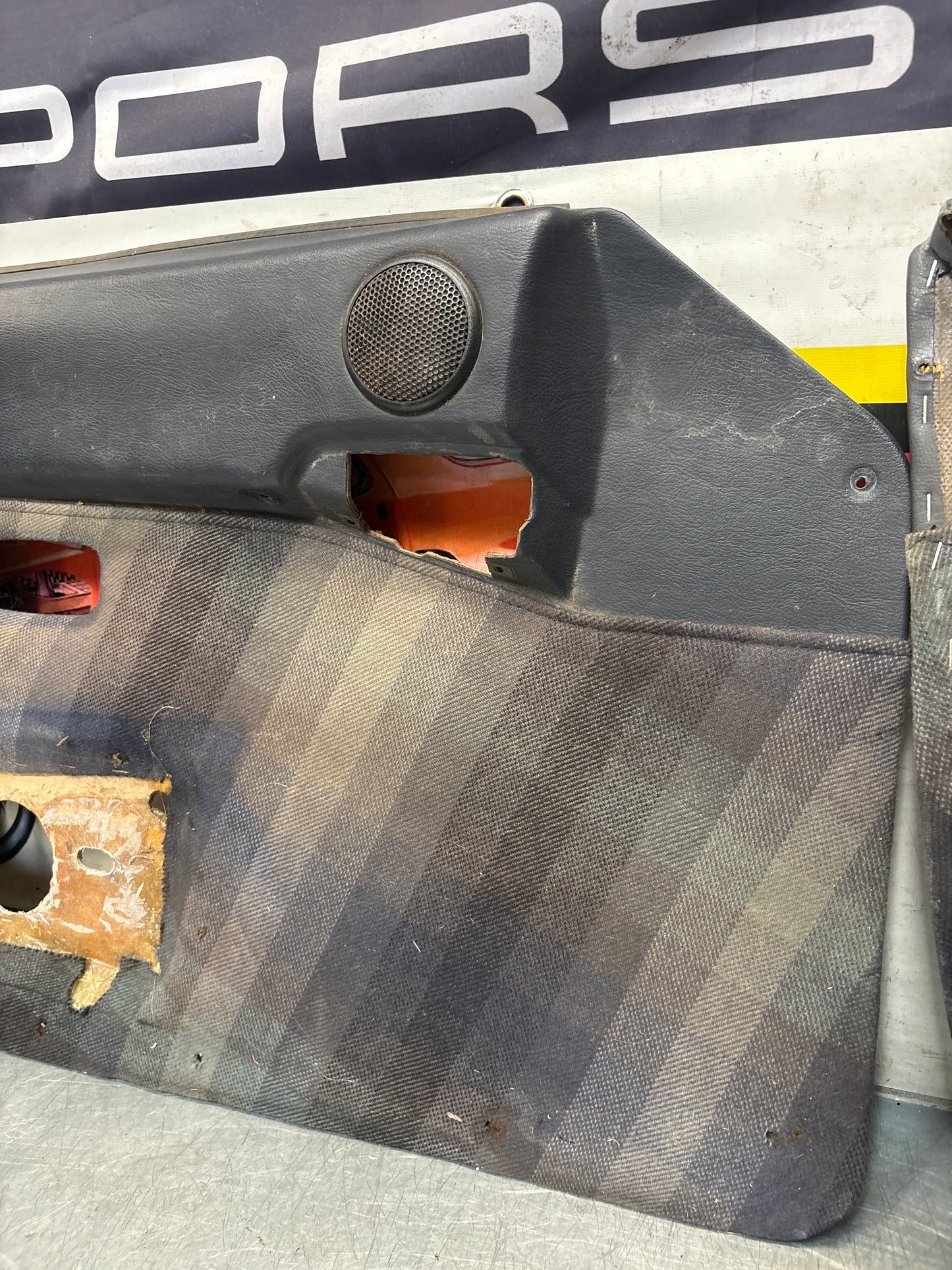 Pair Of Porsche 944 blue chequered door cards 94455501701 94455501801 used, refurbished.