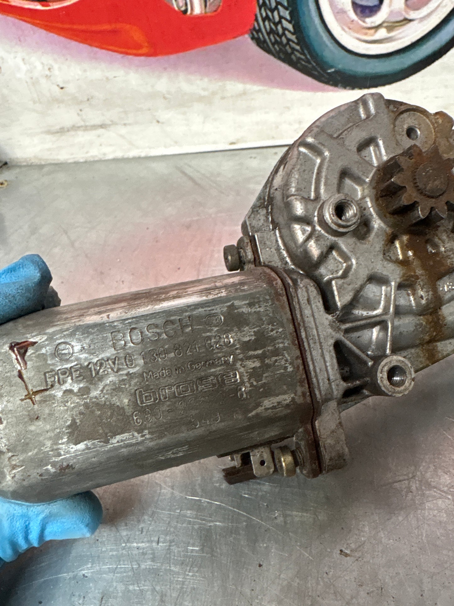 Porsche 911 left window motor, used 0130821026