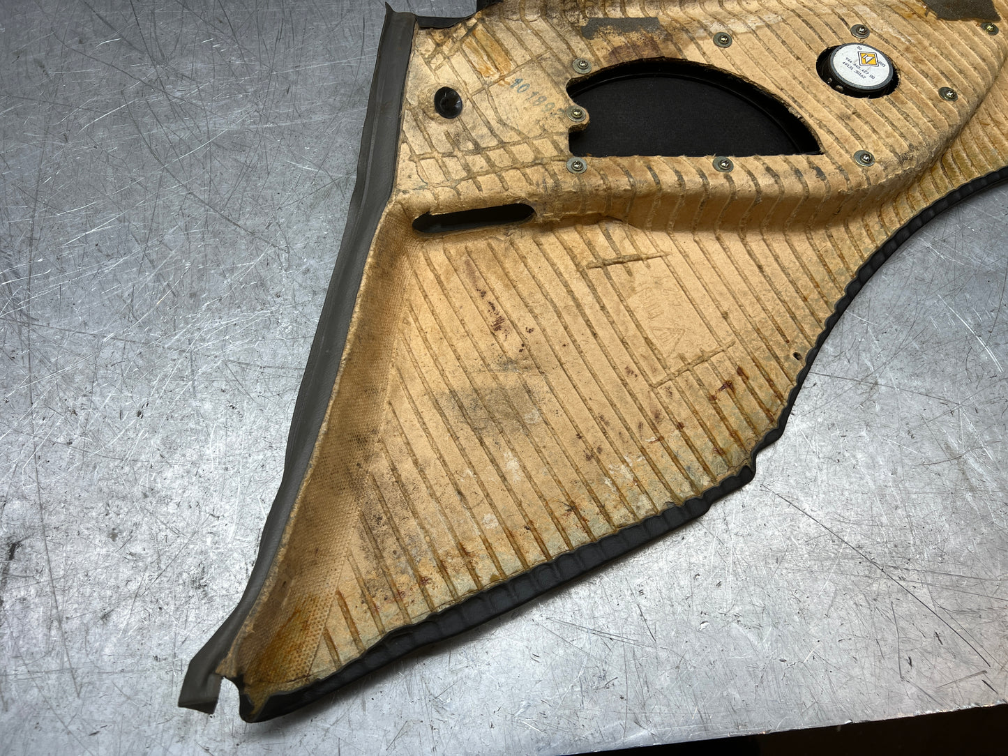 Porsche 944 Left Rear Quarter Trim Card, black  - used 944555021 M490 sound pack