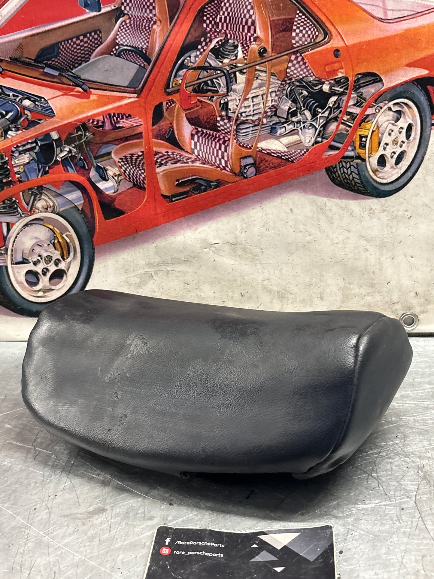 Porsche 928 rear right seat centre cushion, leather, blue, used 92852208851