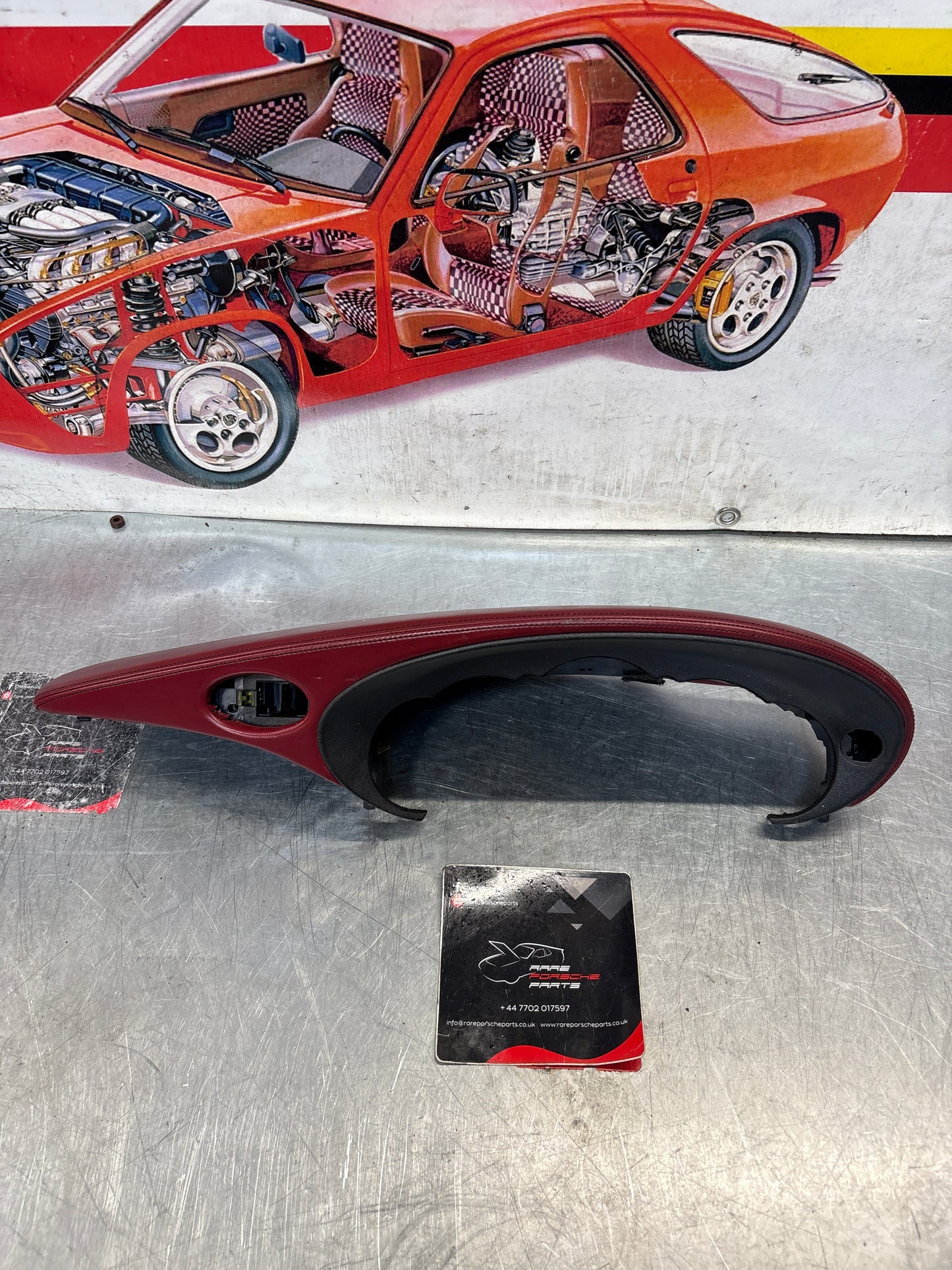 Porsche 911 996 RHD dasboard cluster trim, used, burgundy 99655205902