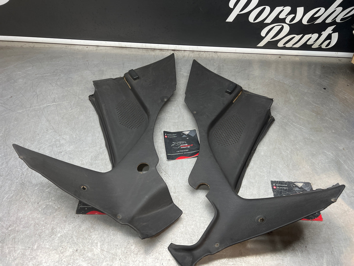 Porsche 944 black rear interior C Post trims/cards. Quarter panel trim used 944555021 944555022