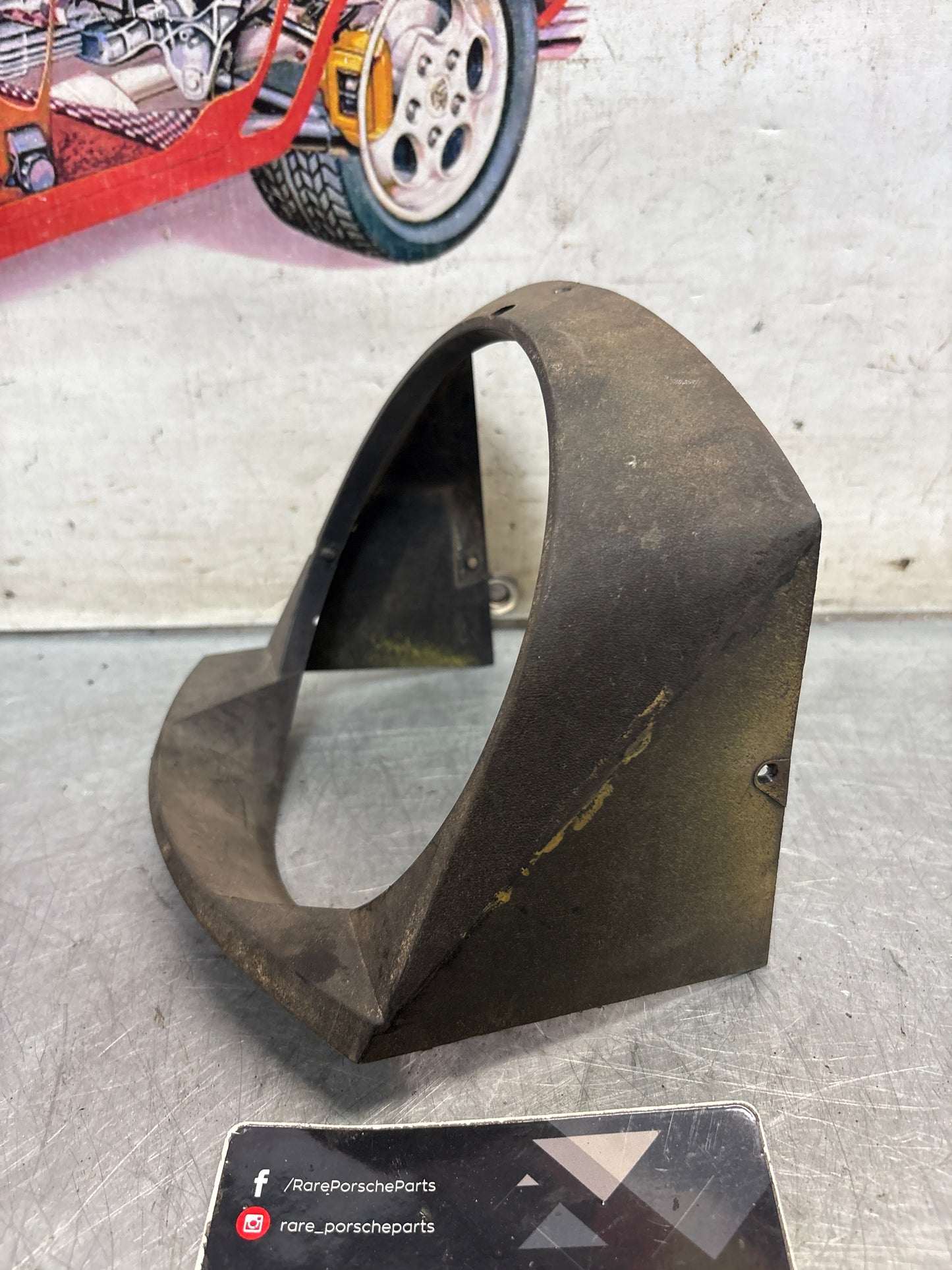 Porsche 914 left side headlight trim, used 91475022511