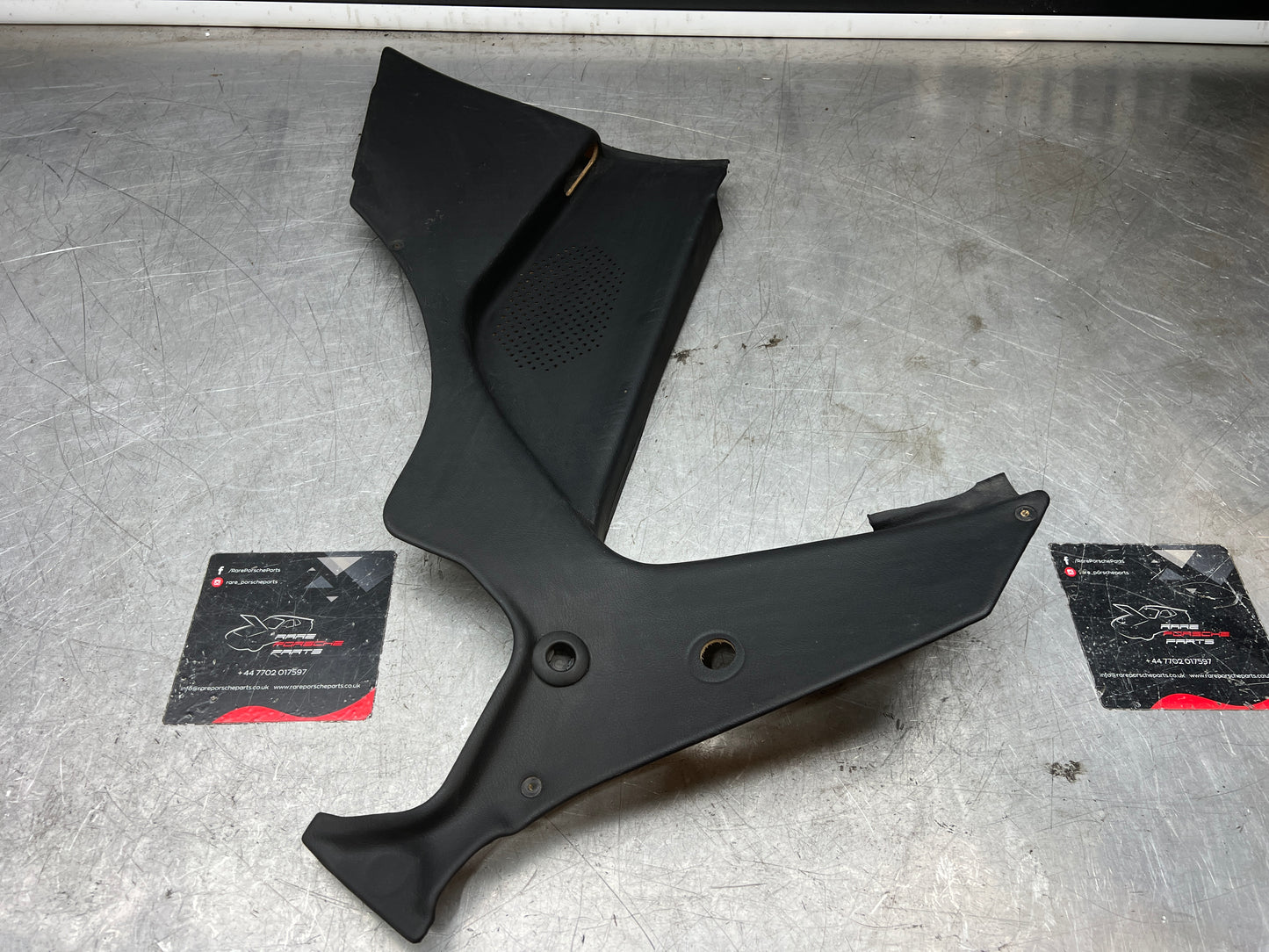 Porsche 944 black rear interior C Post trim card right side. Quarter panel trim used 944555022