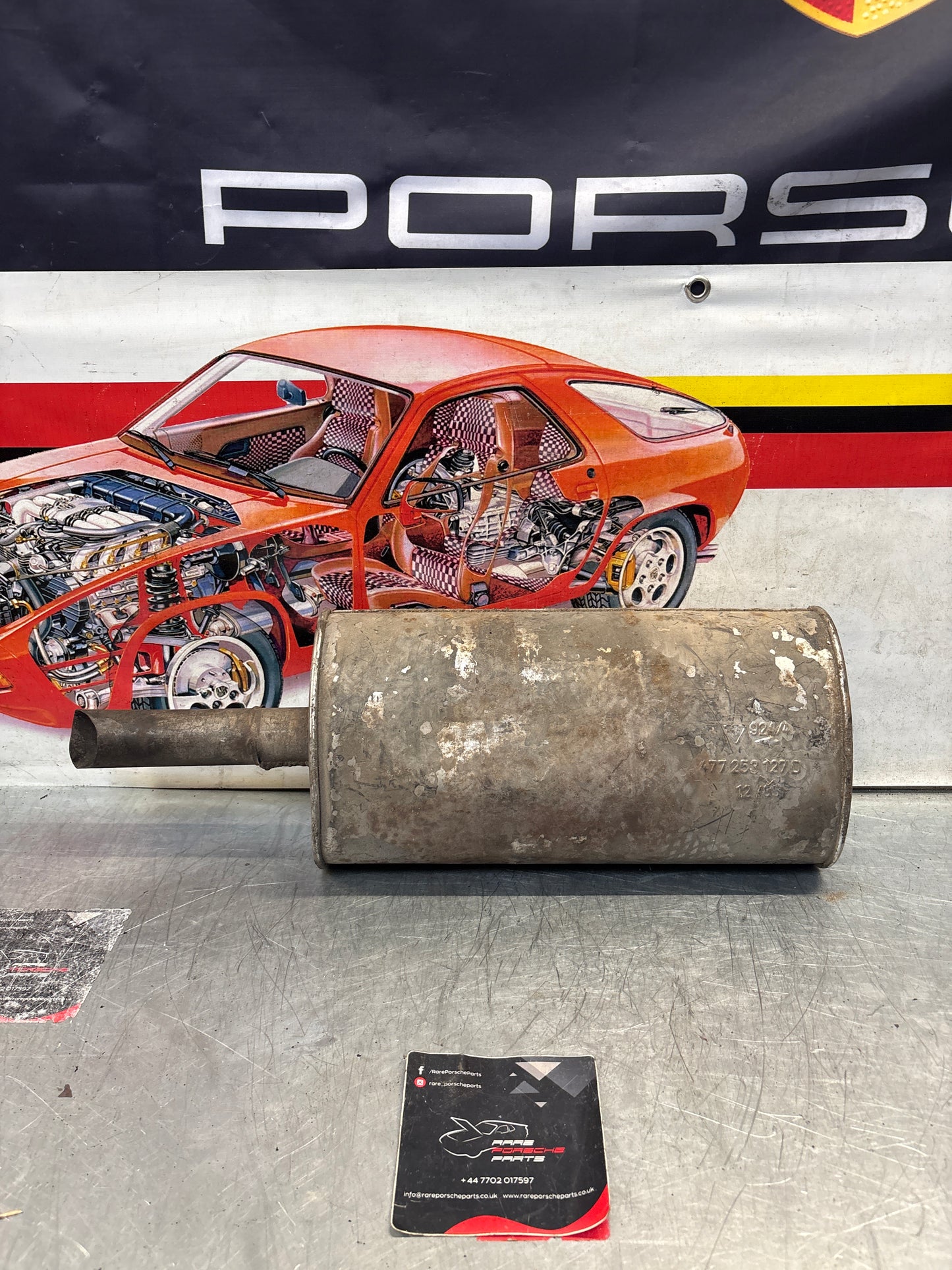Porsche 924 rear muffler, used 477253127D