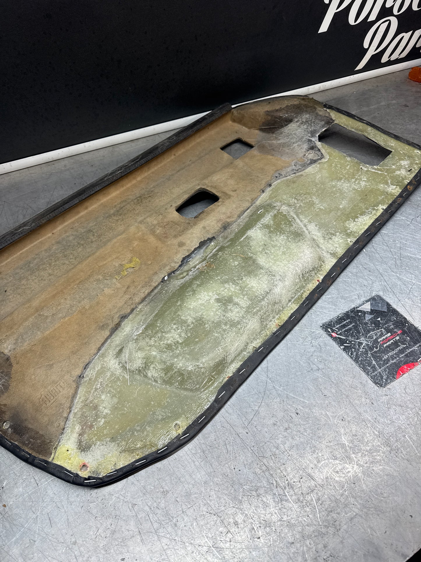 Porsche 924/944 early Porsche black door card used condition right side, Rhd, Fibreglass repaired. 478867012