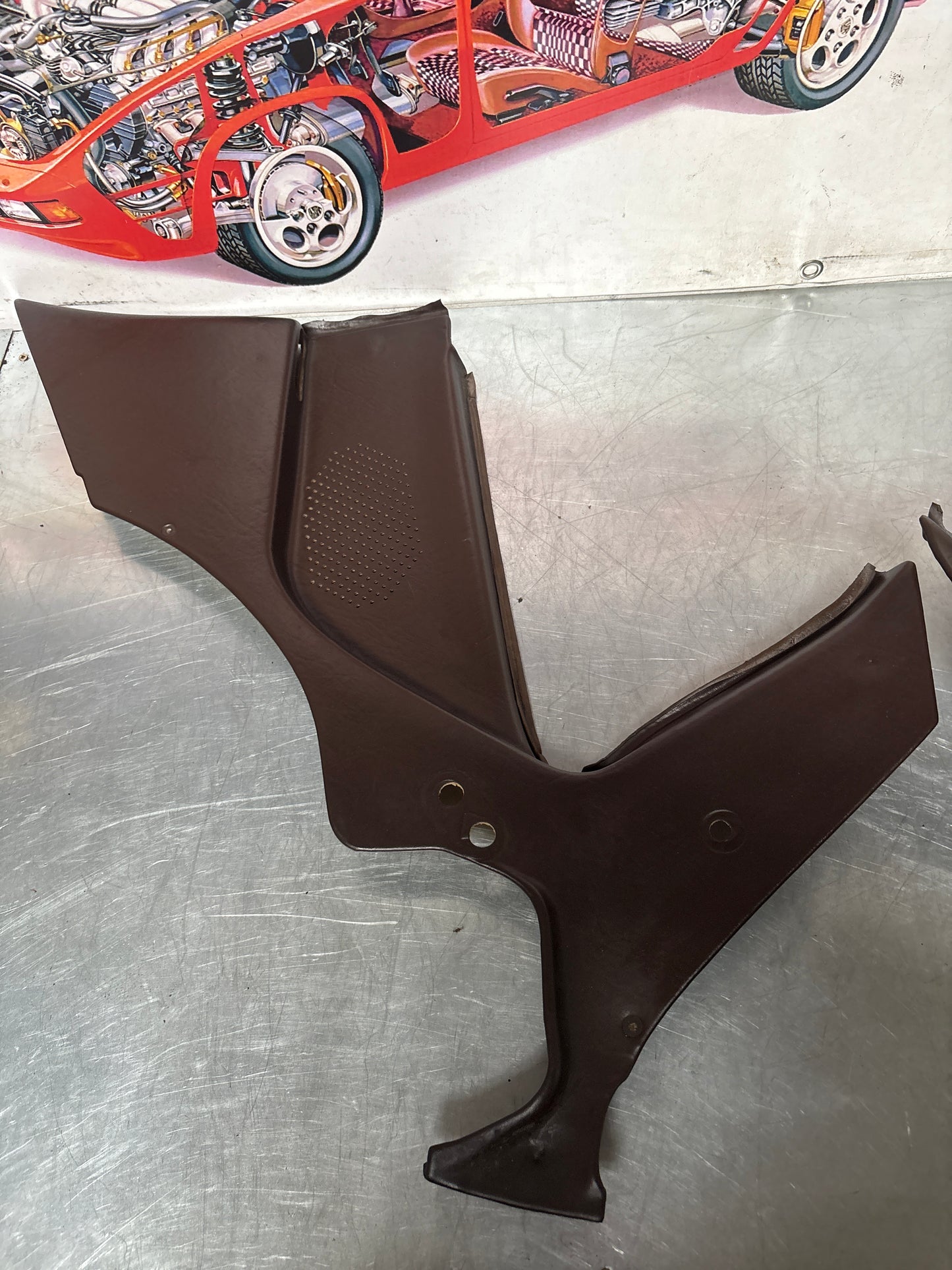 Porsche 944 924 brown rear interior C Post trims/cards. Quarter panel trim used 94455502101 94455502201