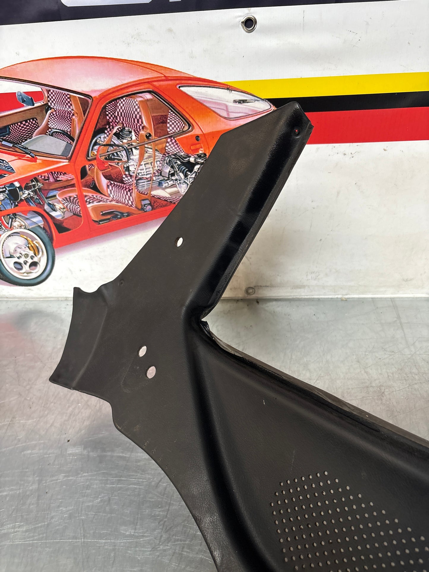 Porsche 944 924 black left rear interior C Post trim /card . Quarter panel trim used, 94455502101
