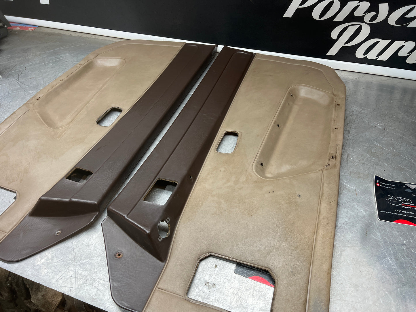 Porsche 924 944 -85.5 pair of Used RHD Porsche brown / beige  / cream door cards, 478867011 / 478867012 used condition