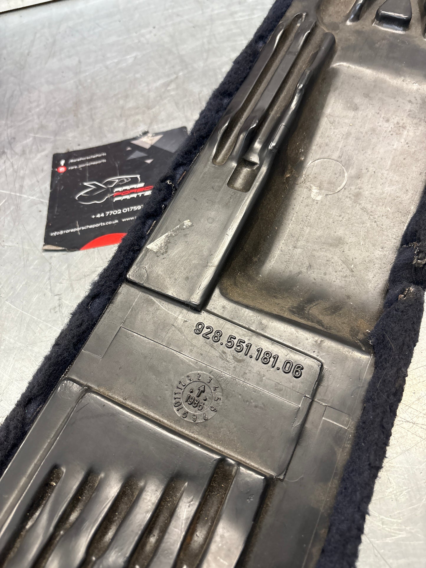 Porsche 928 blue carpeted Tool kit panel cover, used 92855118106