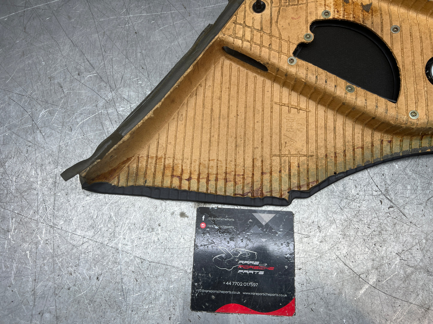 Porsche 944 Left Rear Quarter Trim Card, blue  - used 944555021 M490 sound pack
