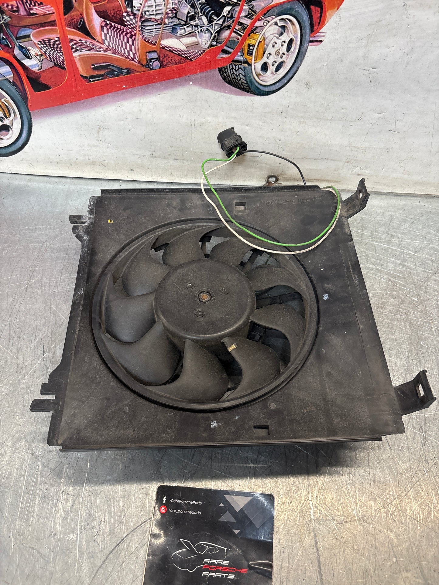 Porsche Boxster front left radiator fan motor, used, tested 99662403501