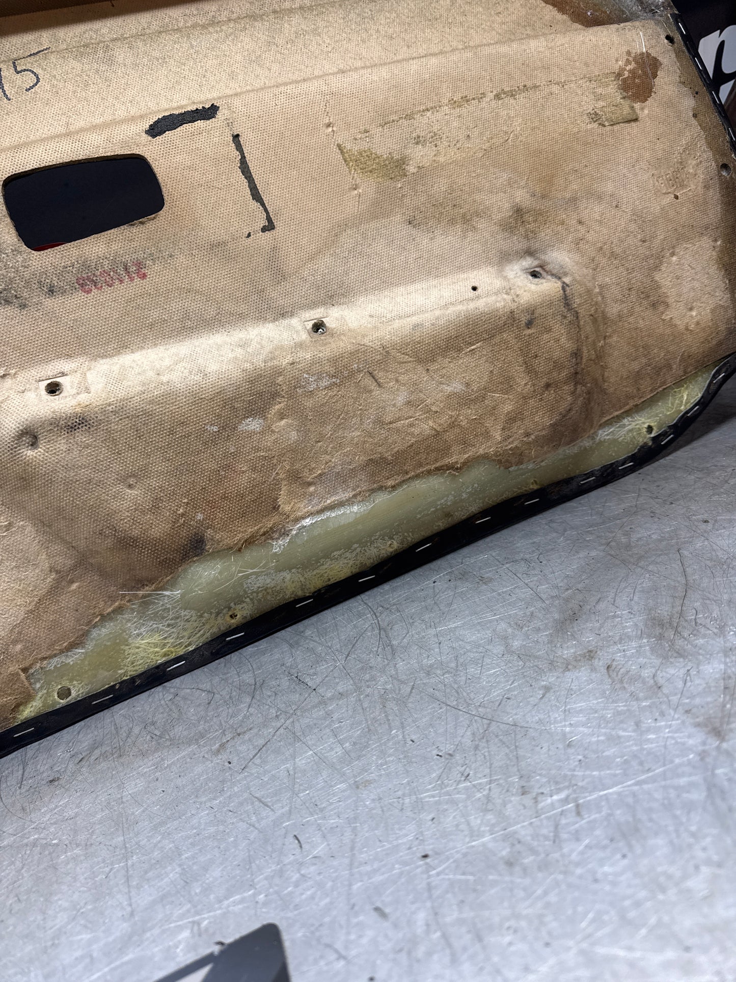 Porsche 924/ Early 944 black RHD Left door card. Fibreglass repaired. 477867012