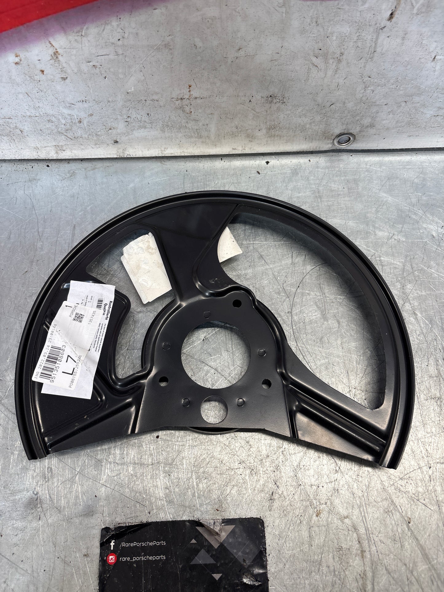 Porsche 944 S2 front disc backing dust plate, new, genuine 95135108603