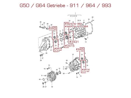 Boccola del cuscinetto ad aghi per Porsche 911 964 993 928 G50 G64 99920300300