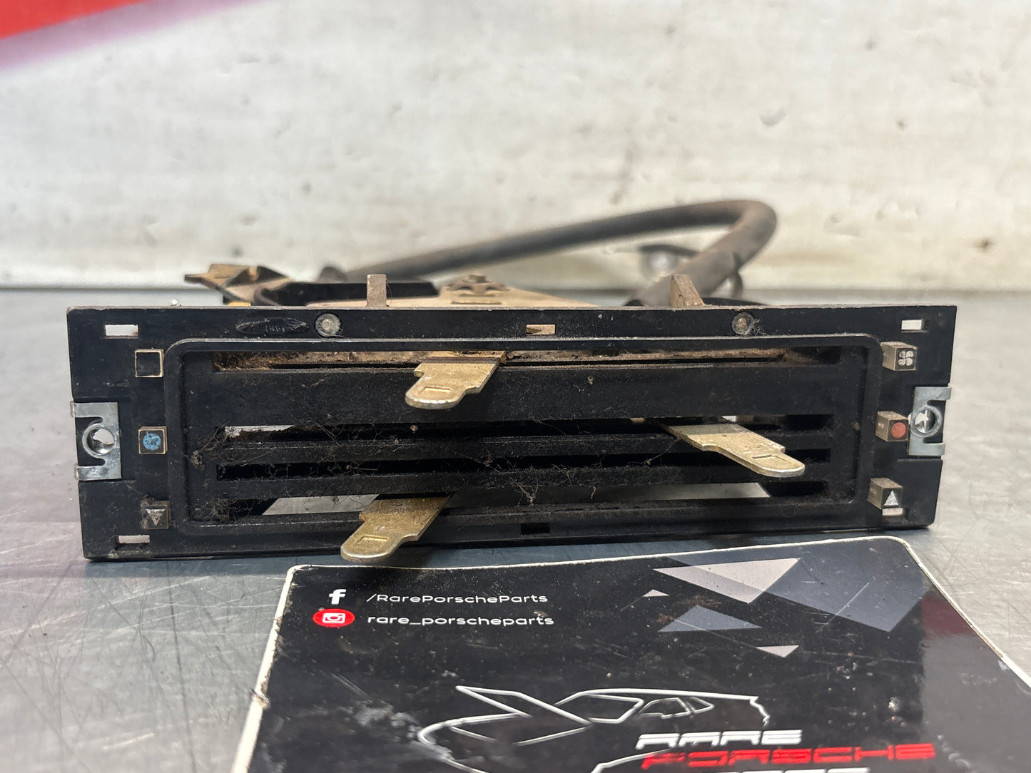 Porsche 924 heater control dashboard slider switches, used 477959291, 477819045, 477819021B (two bolt type)