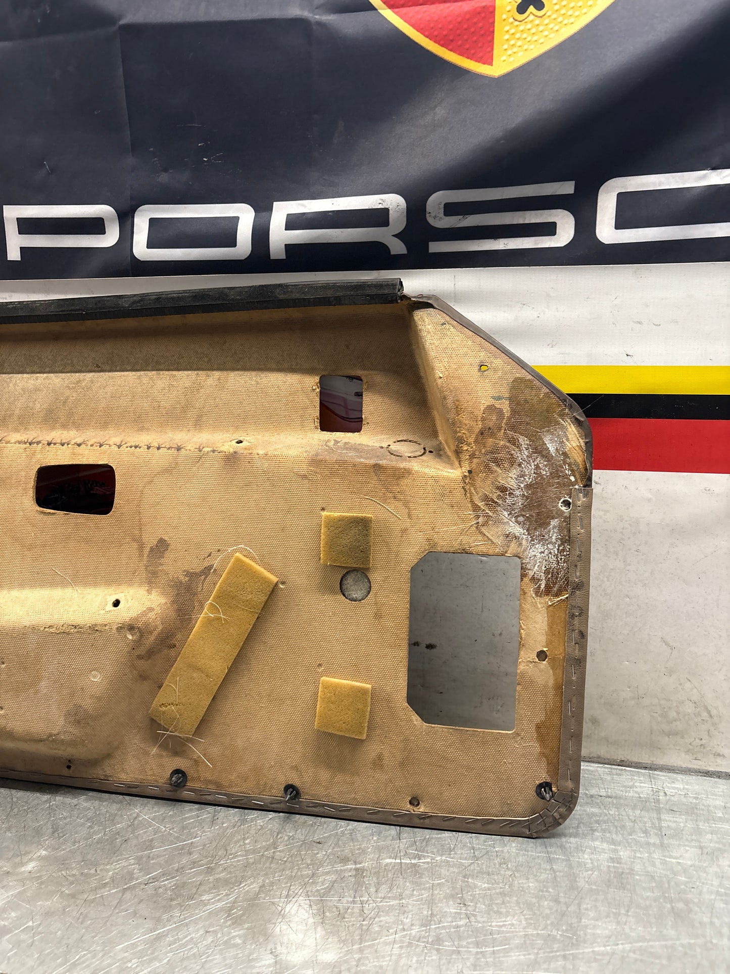 Porsche 924 brown/beige electric window door card, right, off side 477867012 used
