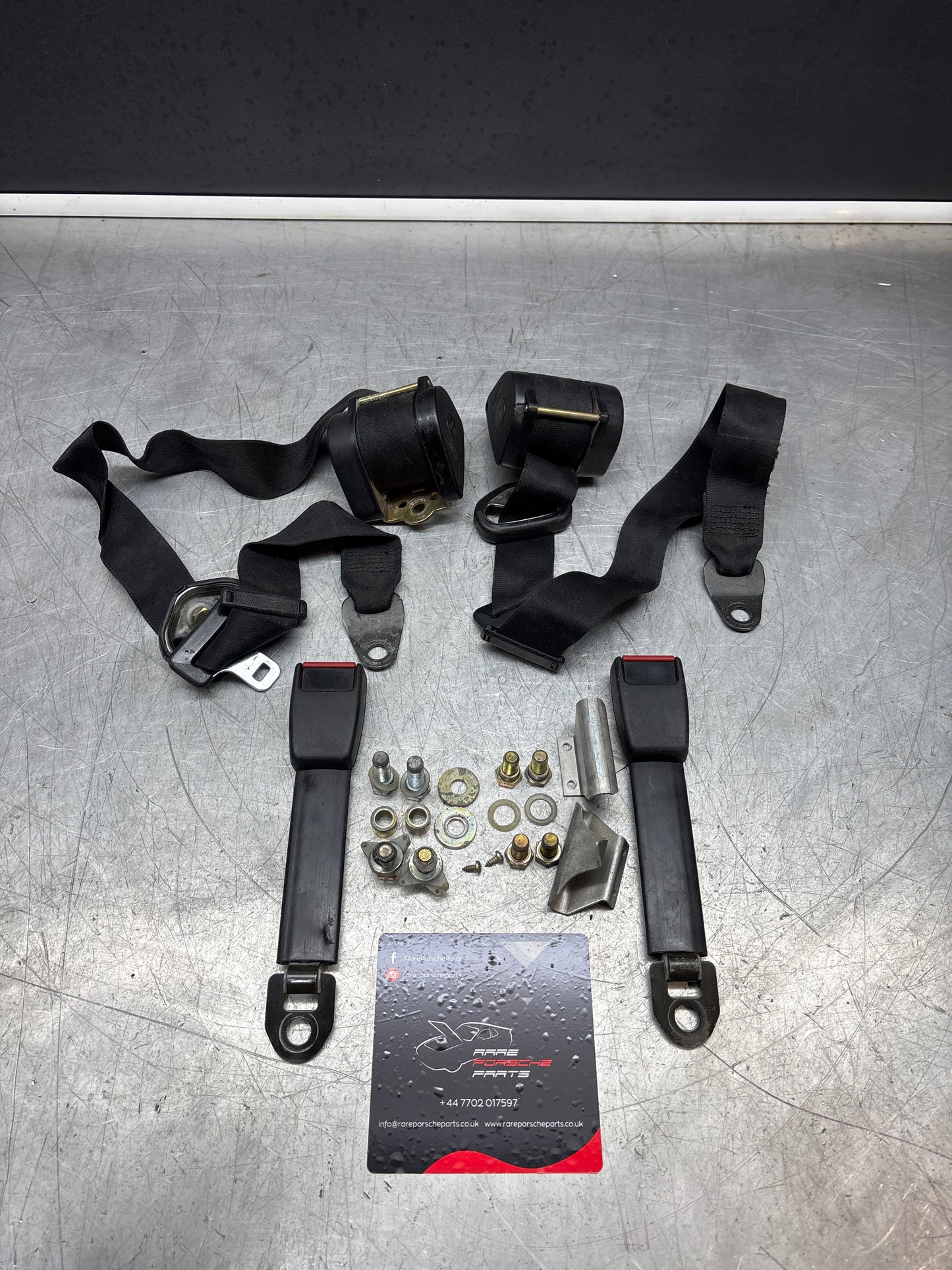 Porsche 924 944 set of front seat belts, used 477857705H 47785706H