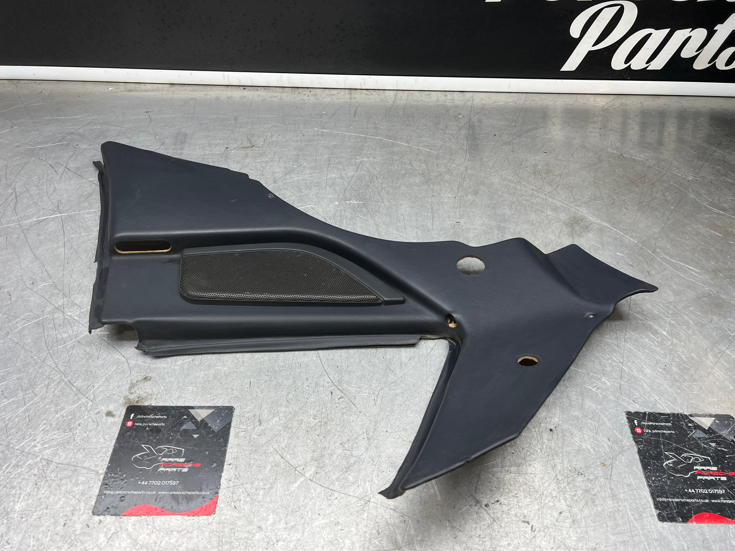 Porsche 944 Left Rear Quarter Trim Card, blue  - used 944555021 M490 sound pack