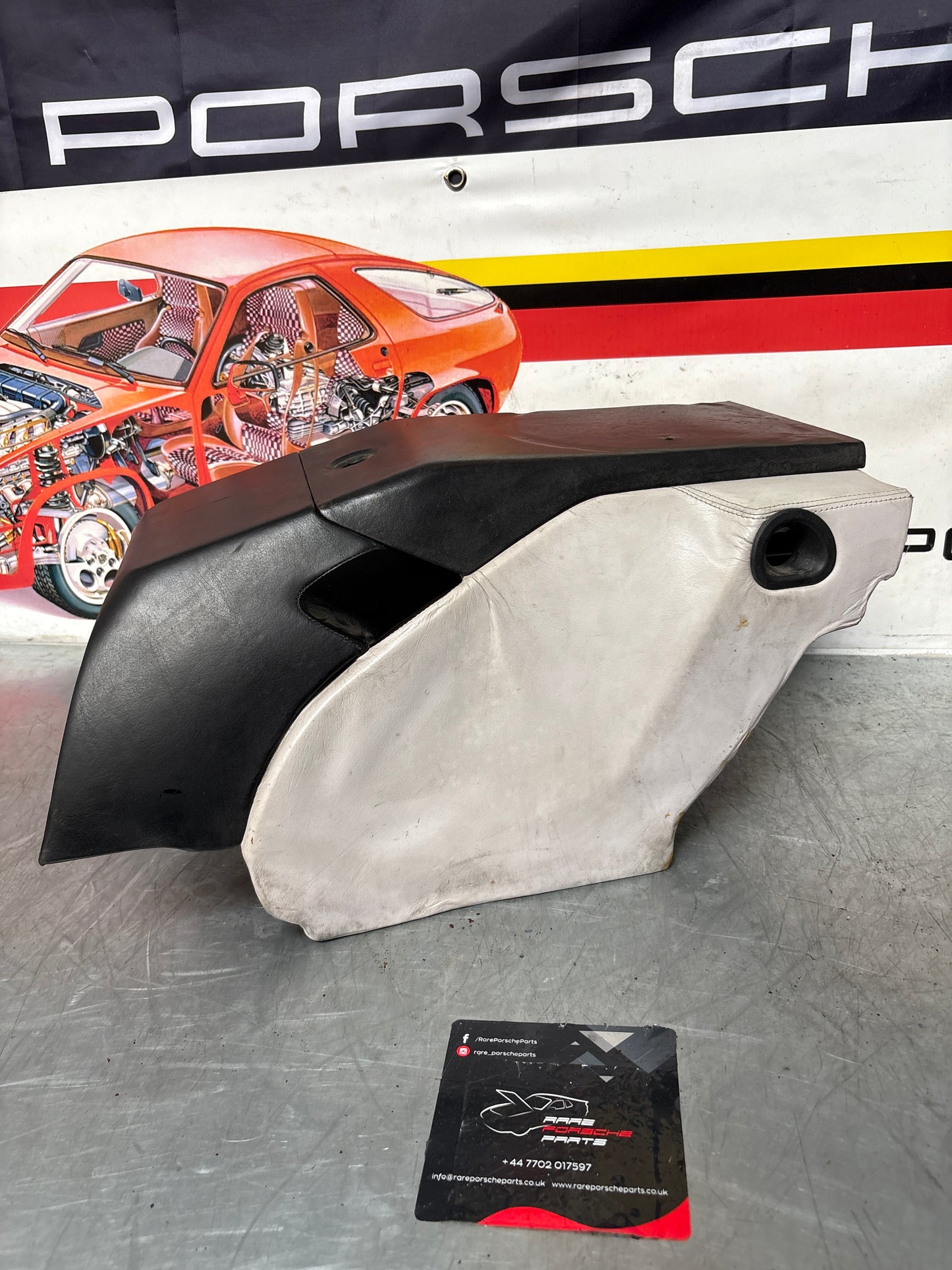 Porsche 928 S center console, rear armrest, black and white, no key 92852206757 used