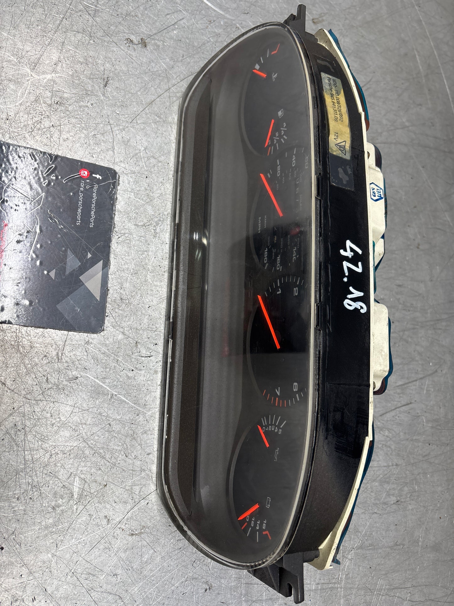 Porsche 968 dash clock binnacle pod speedometer, 94564131109 used 067362 mi