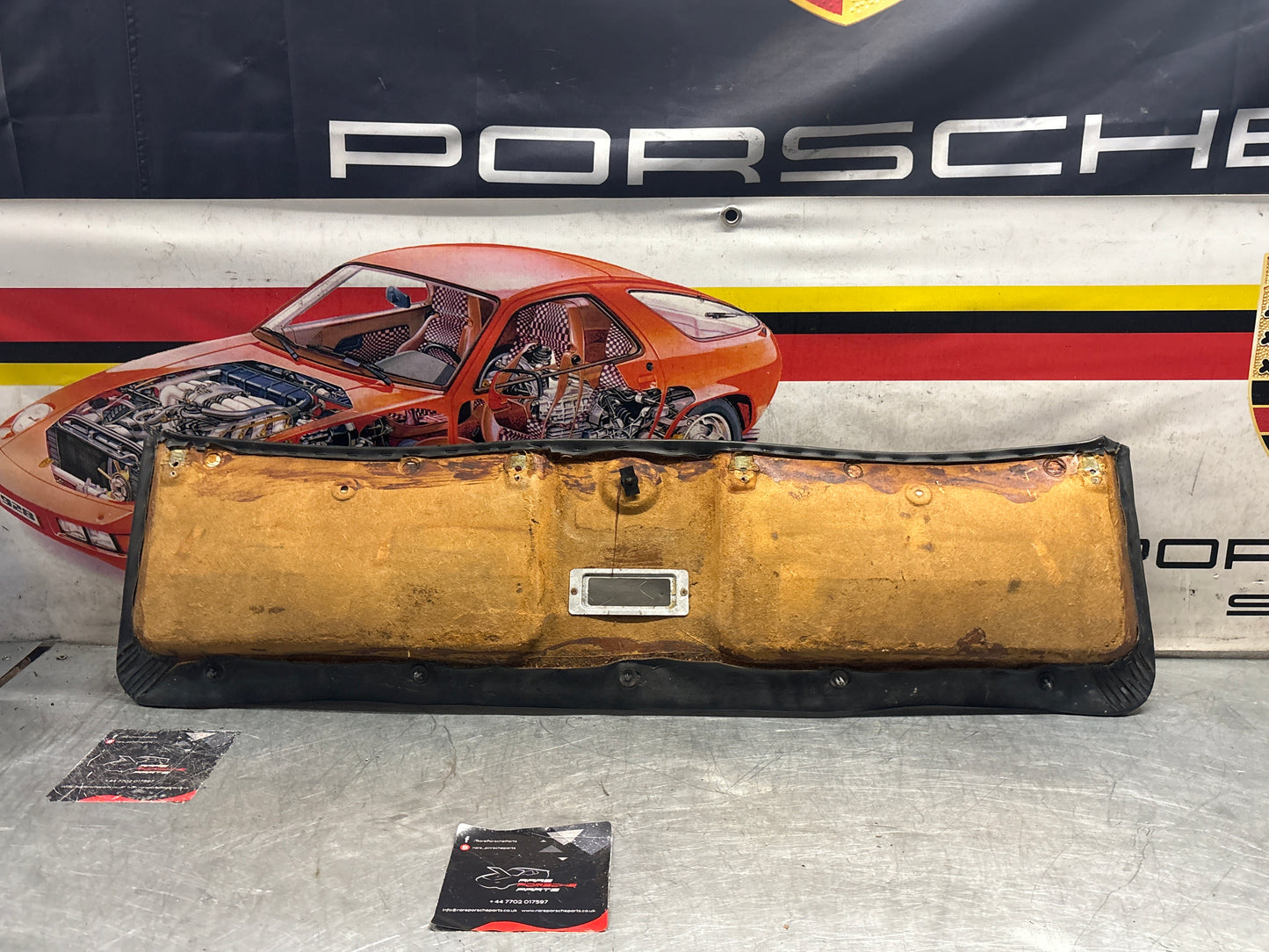 Porsche 928 sunroof mechanism cover trim, used, black 92855552702