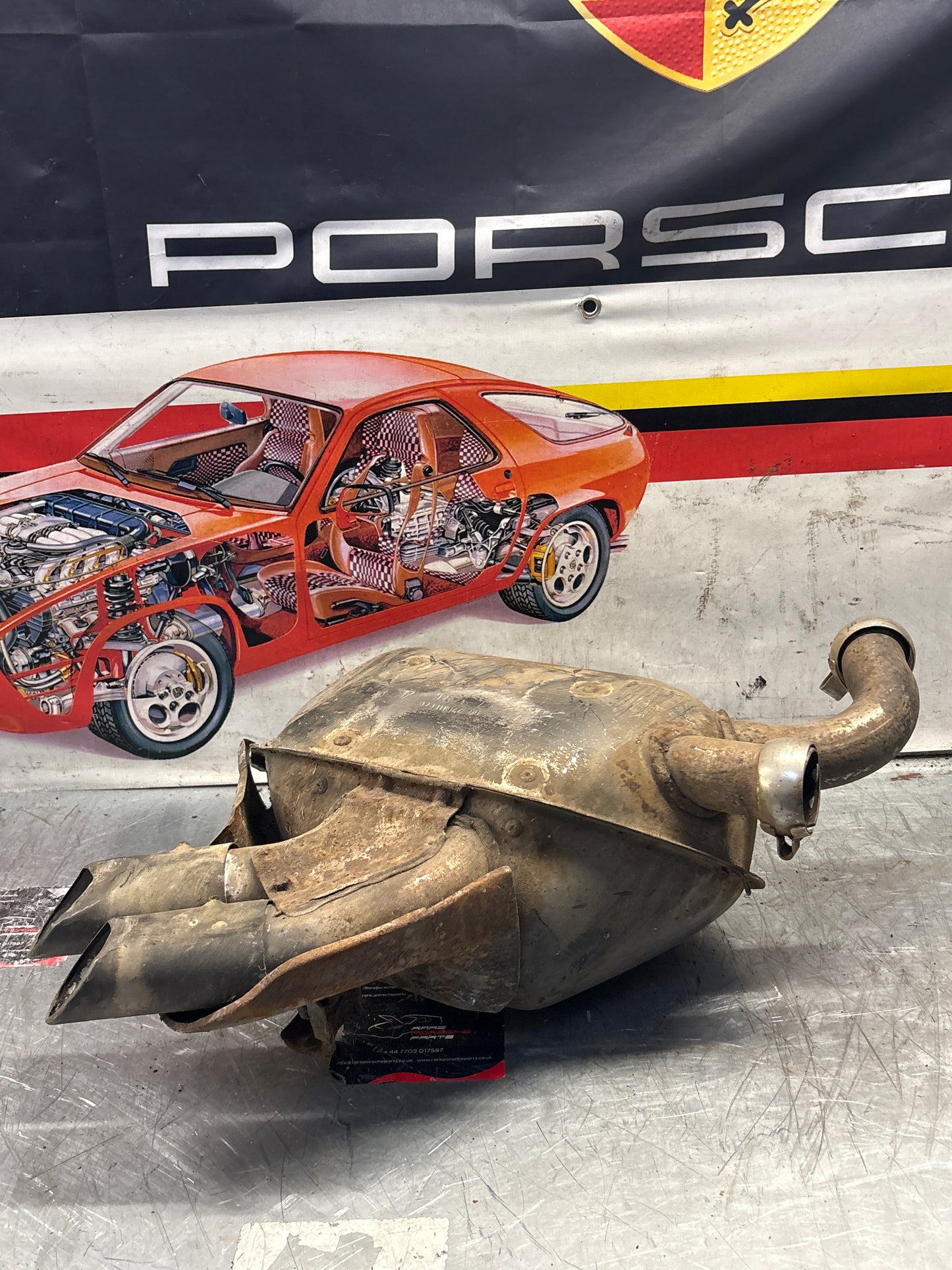 Porsche 928 exhaust final silencer, used 92811104400