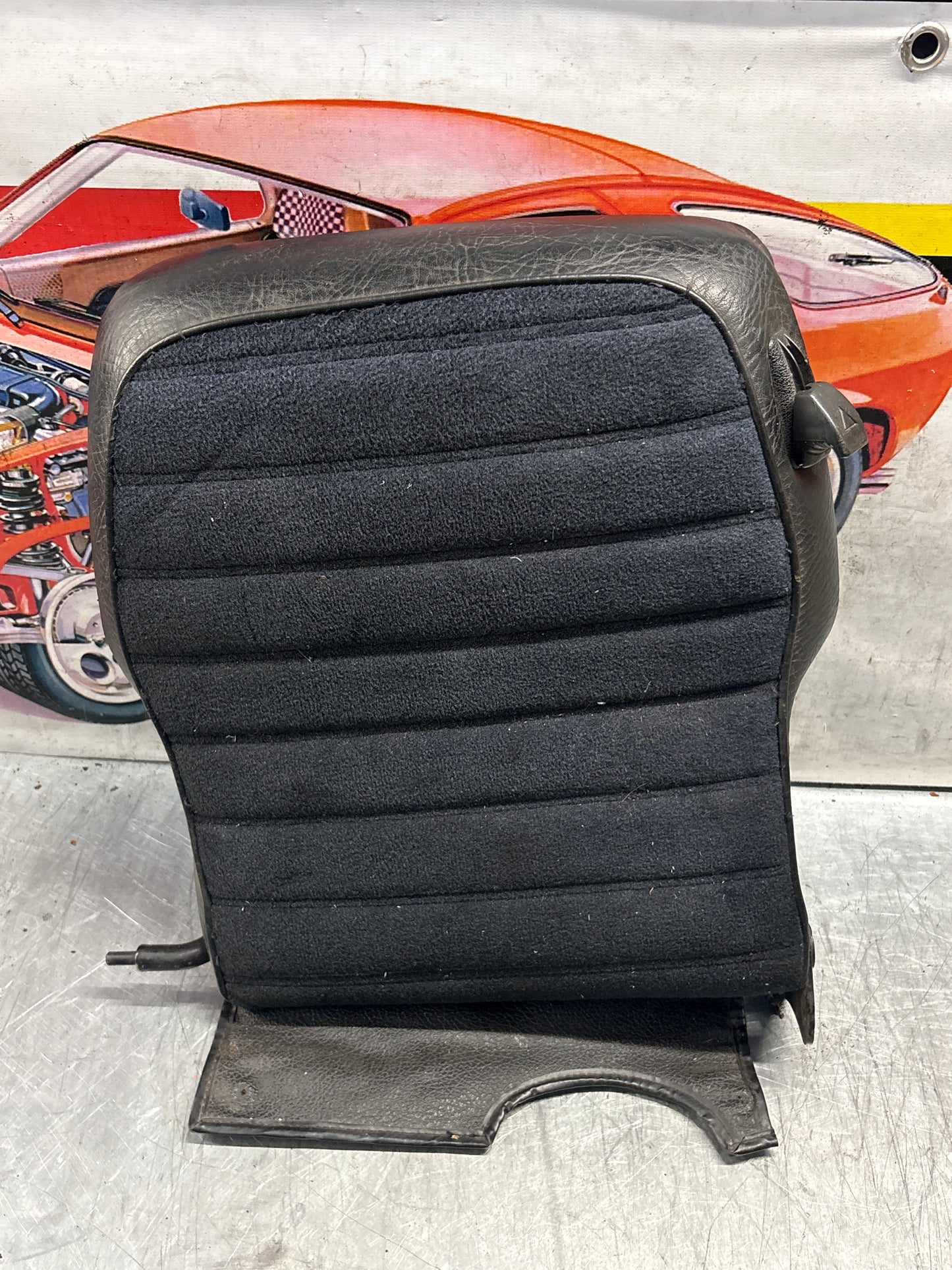 Porsche 928 rear left seat backrest, black, leather-velour used 92852203752