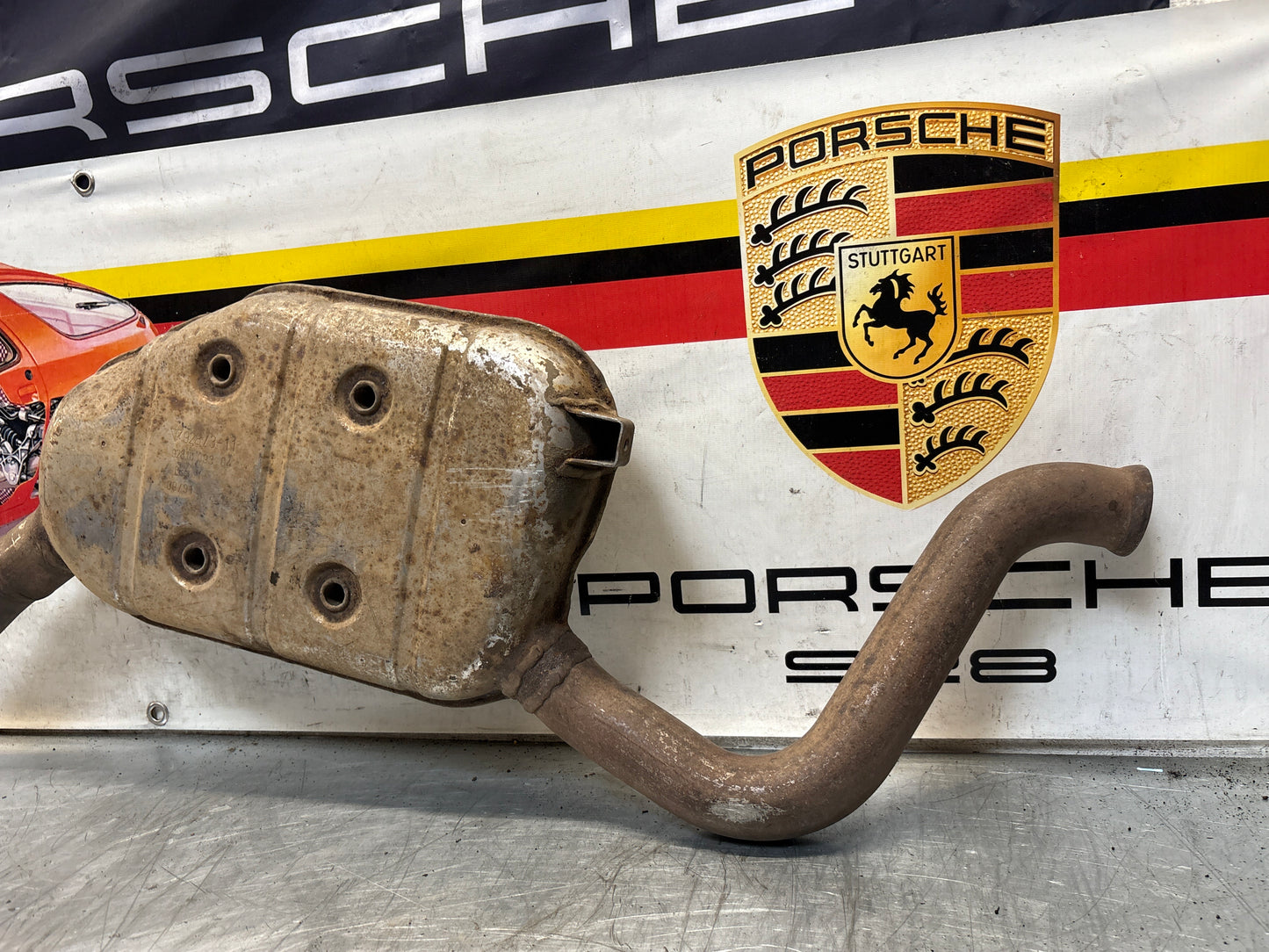 Porsche 928 Left side silencer, used 92811109304