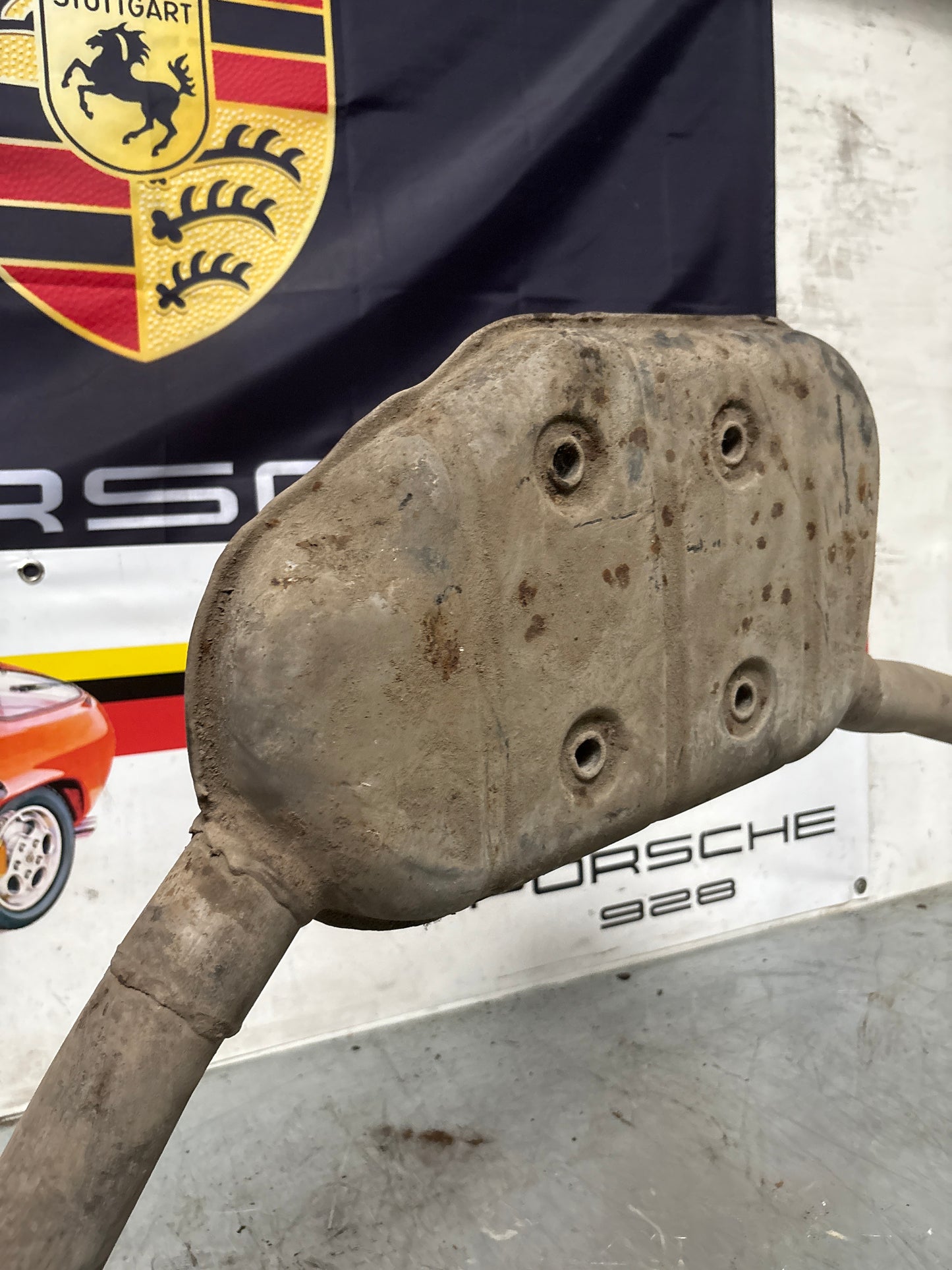 Porsche 928 Right side silencer, used 92811109301