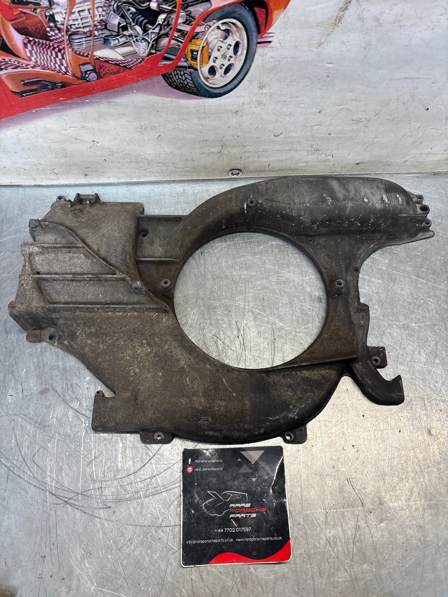 Porsche 914 engine cooling fan housing, used 021119225A