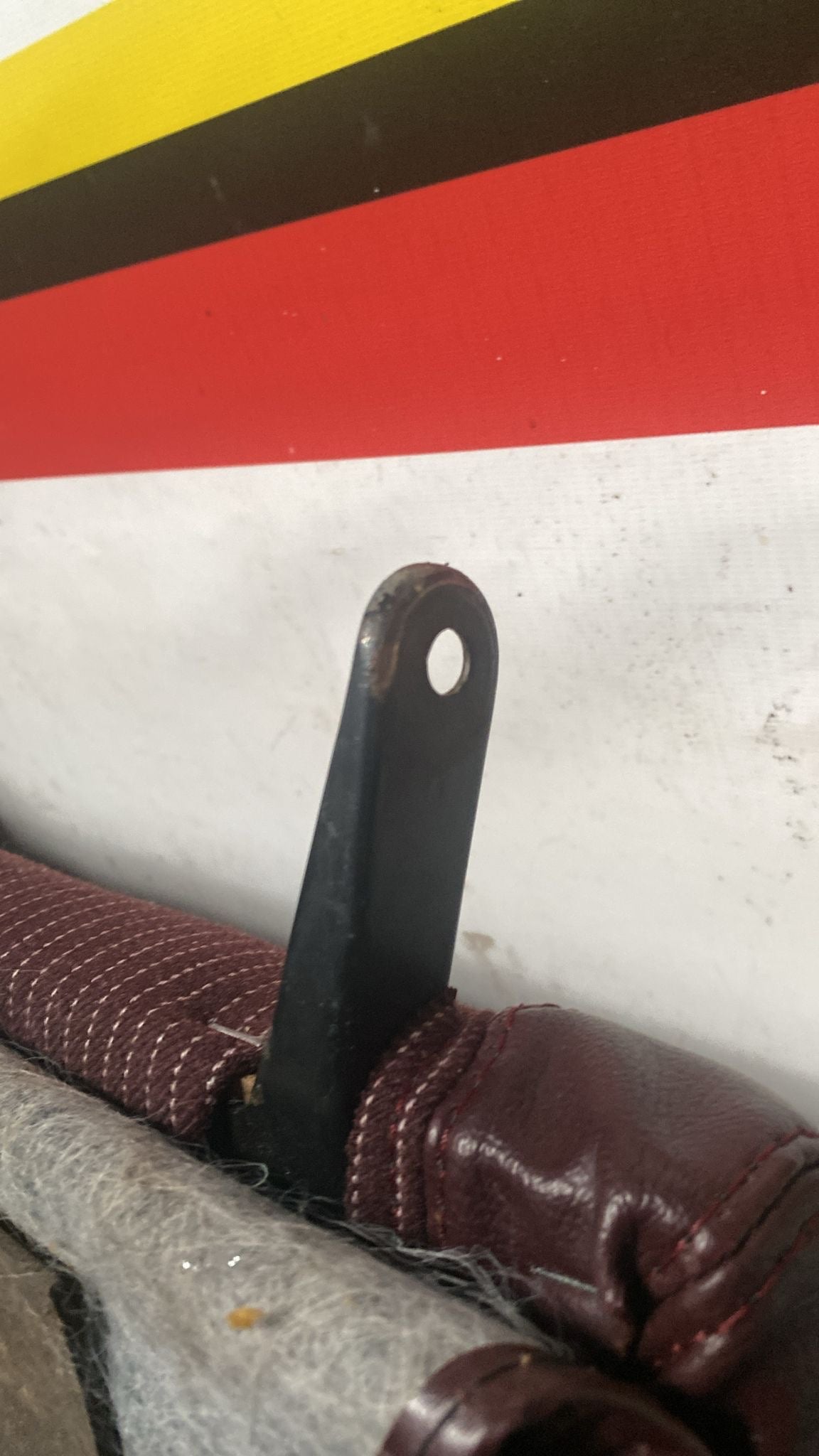 Porsche 944 924S refurbished rear seat, burgundy/white pinstripe