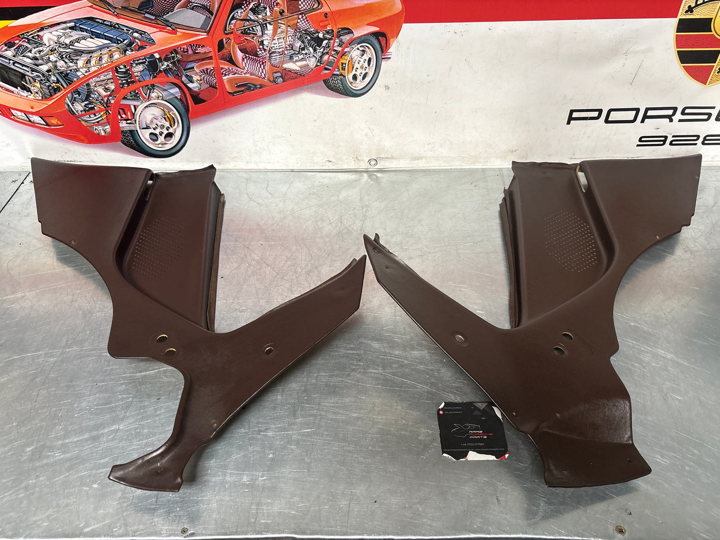 Porsche 944 924 brown rear interior C Post trims/cards. Quarter panel trim used 94455502101 94455502201