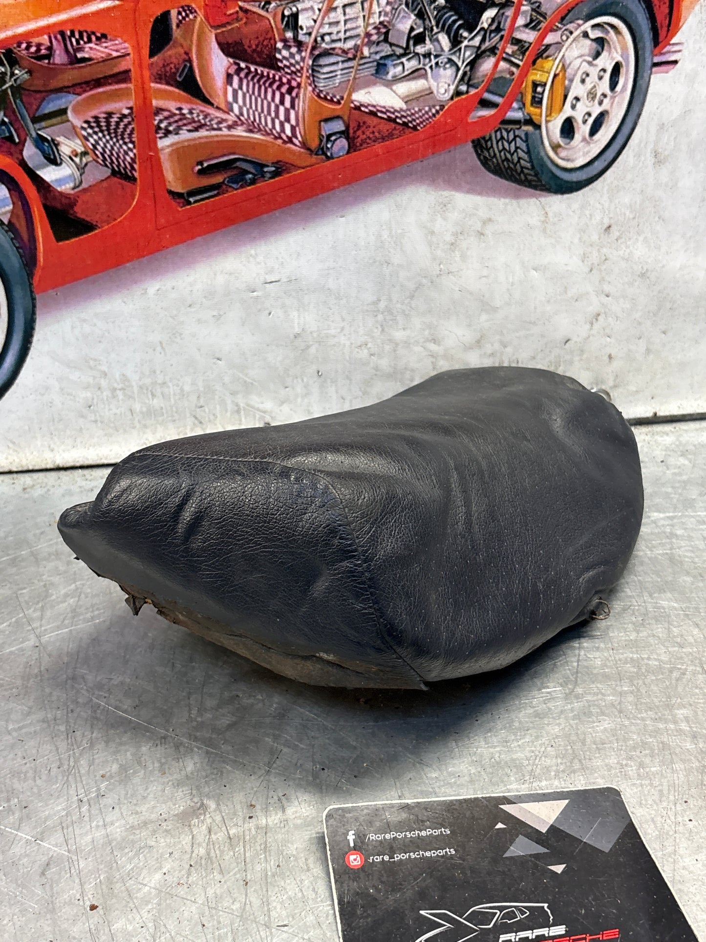 Porsche 928 rear right seat centre cushion, leather, blue, used 92852208851