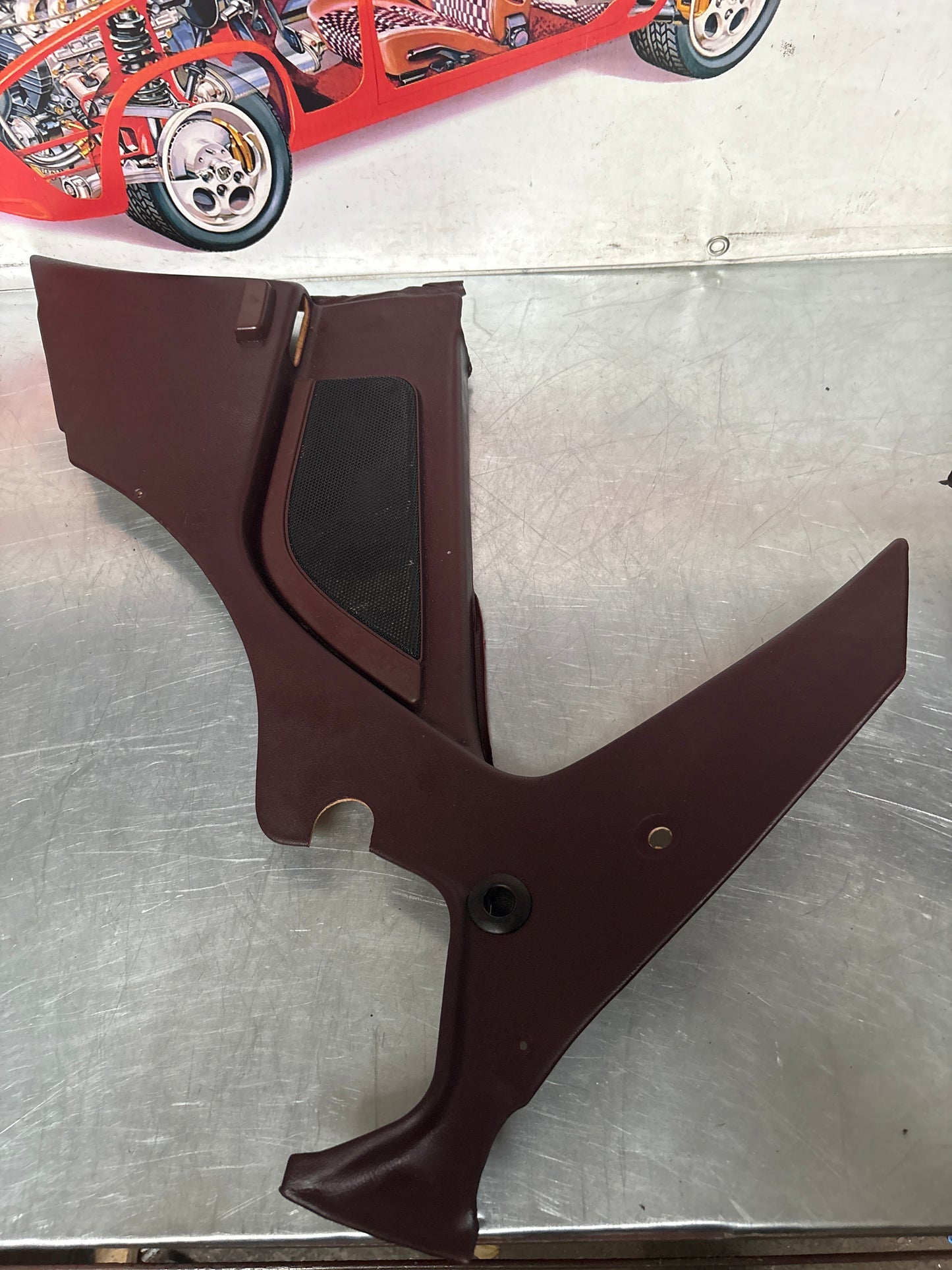 Porsche 944 Turbo S2 Burgundy rear interior C Post trims/cards with M490 sound package, used 94455502113 / 94455502213