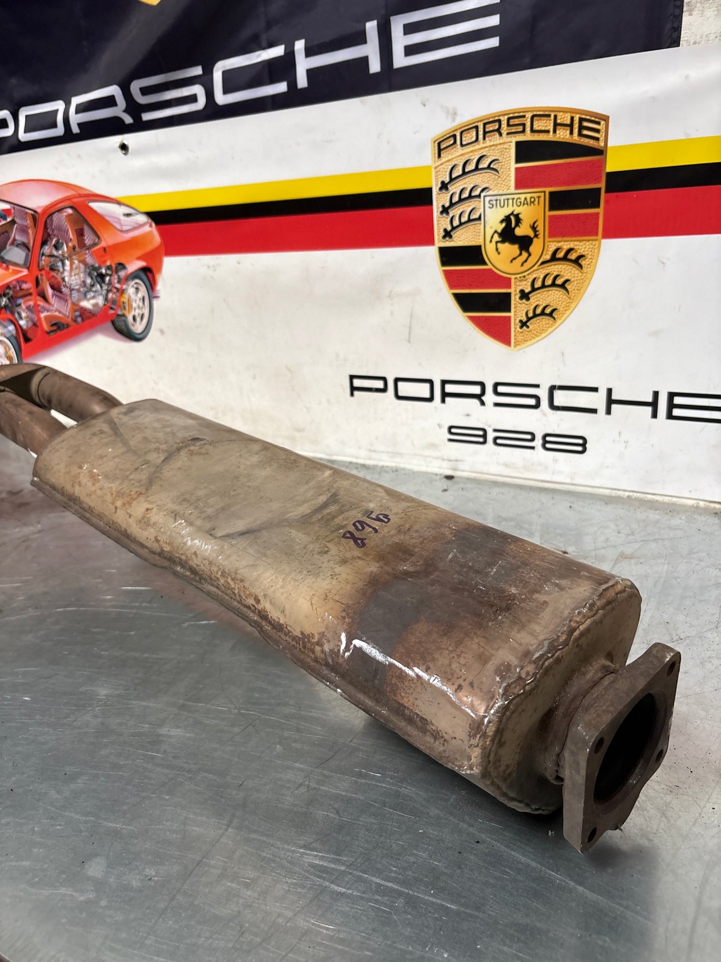 Porsche 968 exhaust system rear muffler, used 94411104111