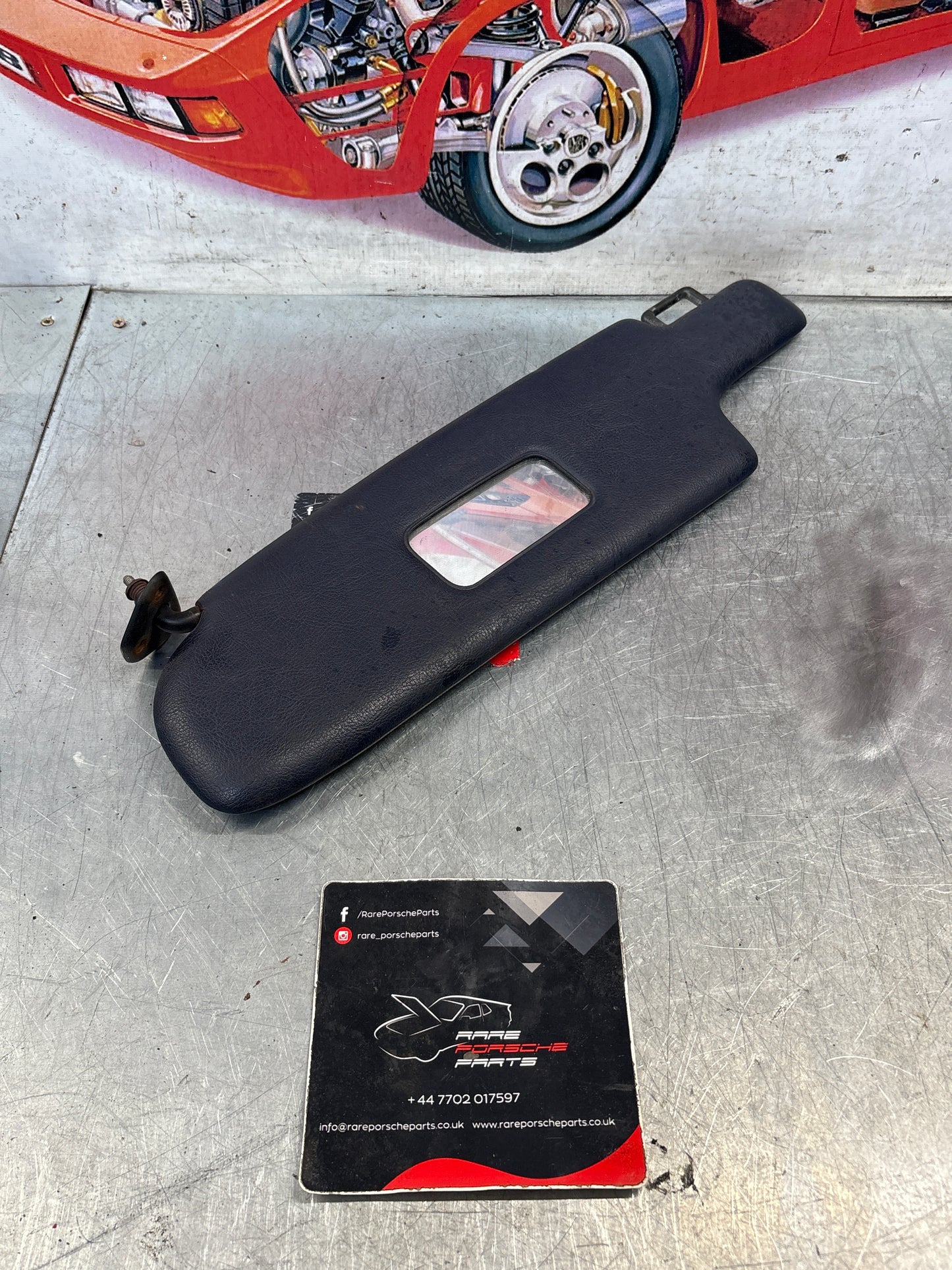 Porsche 928 Cobalt blue sun visor without mirror, used left 92873123702