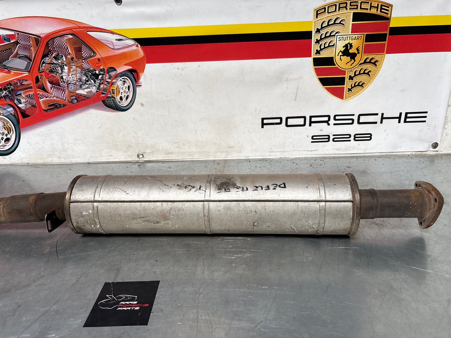 Porsche 944 S2 exhaust middle silencer with down pipe, 94411198502 used, pleas study photos