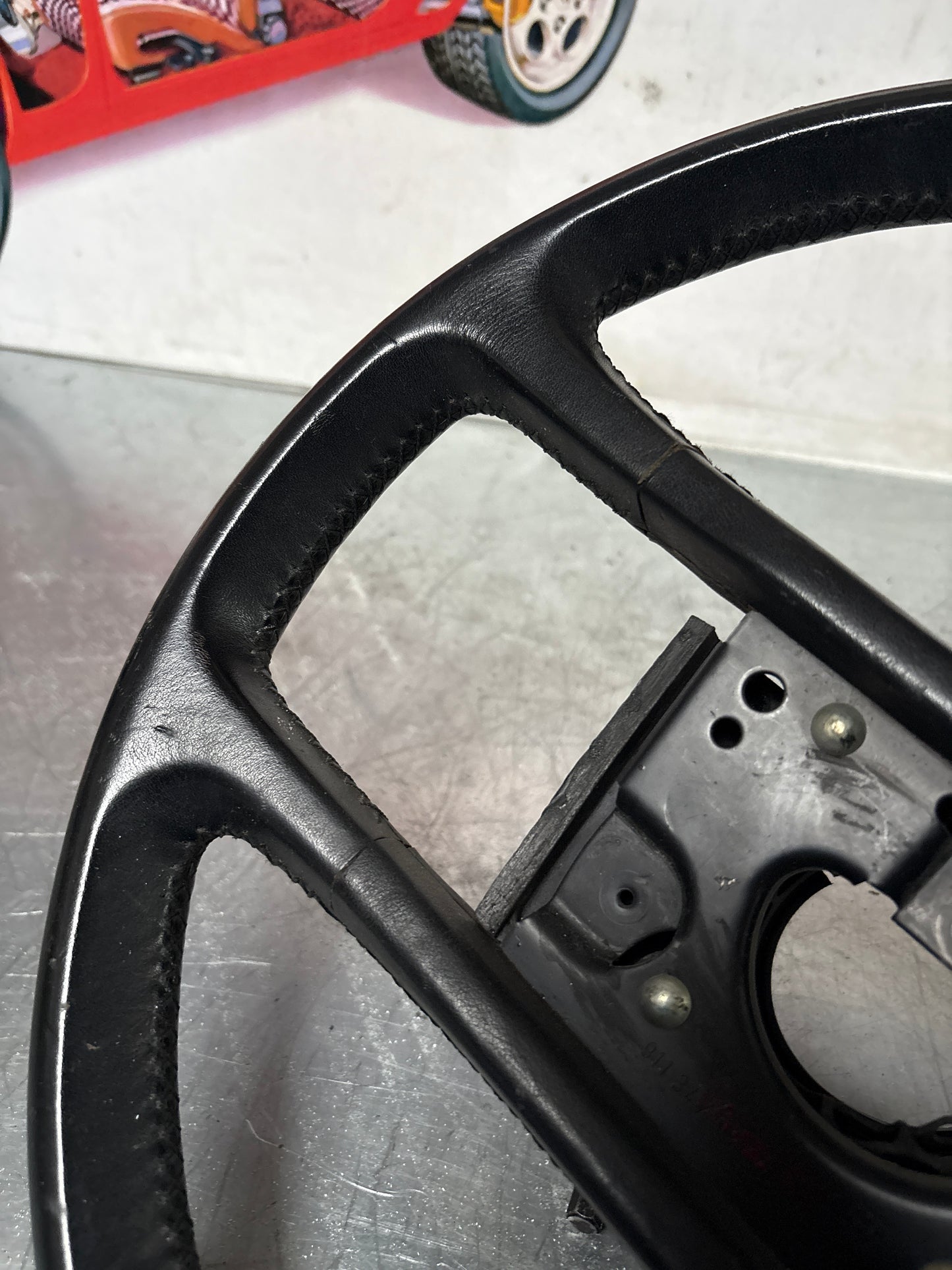 Porsche 911 930 black leather steering wheel, used 91134708408