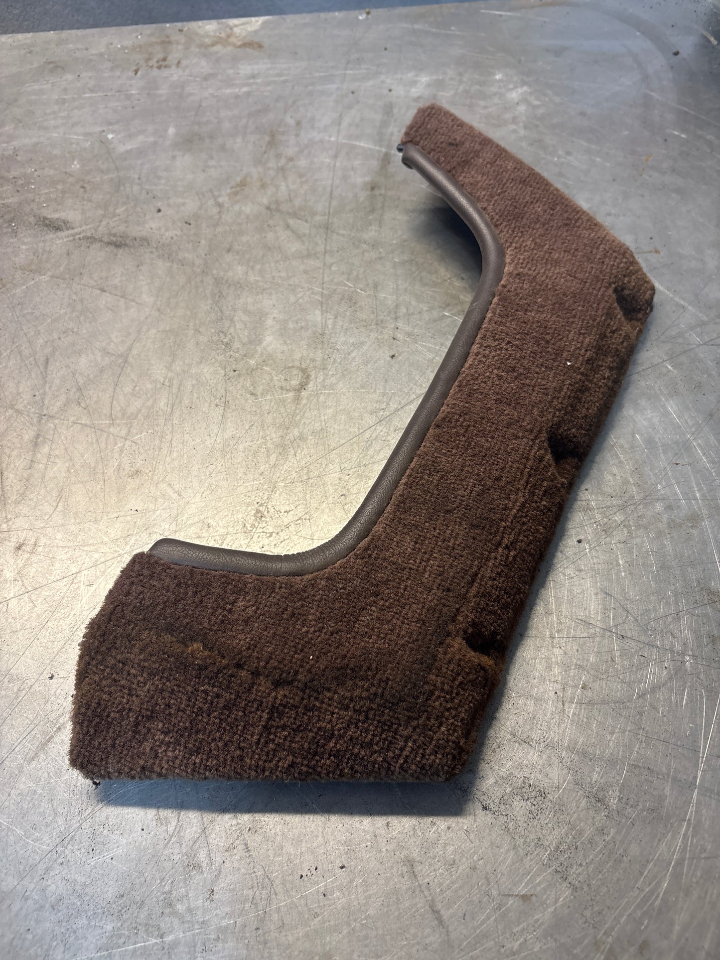 924/944 Left, Passenger side brown carpeted door pocket, used 477867133