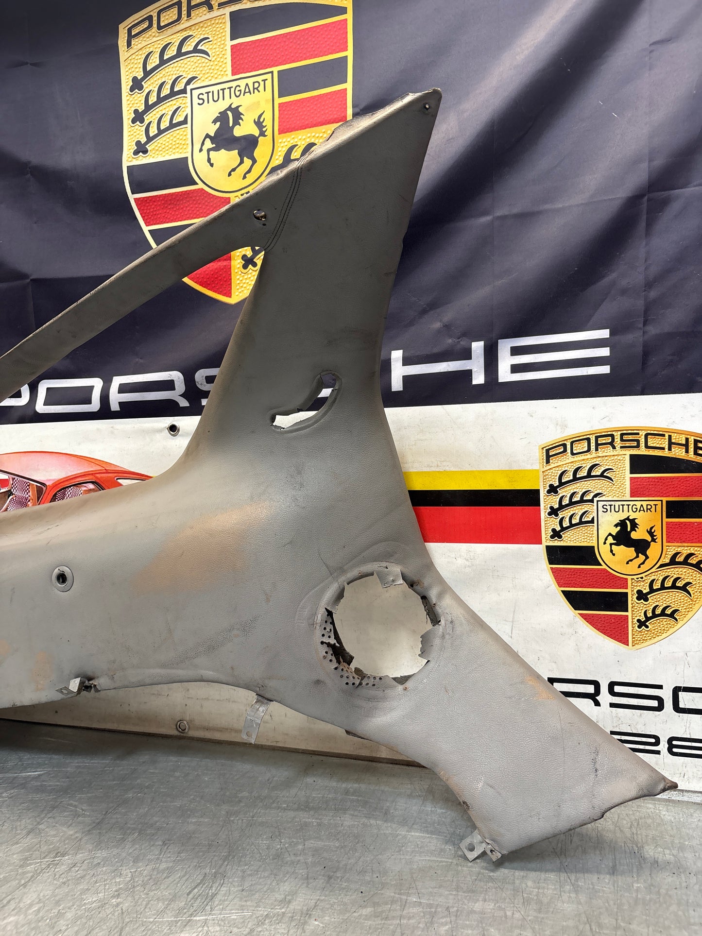 Porsche 928 left side lower side trim panel, grey used 92855502157