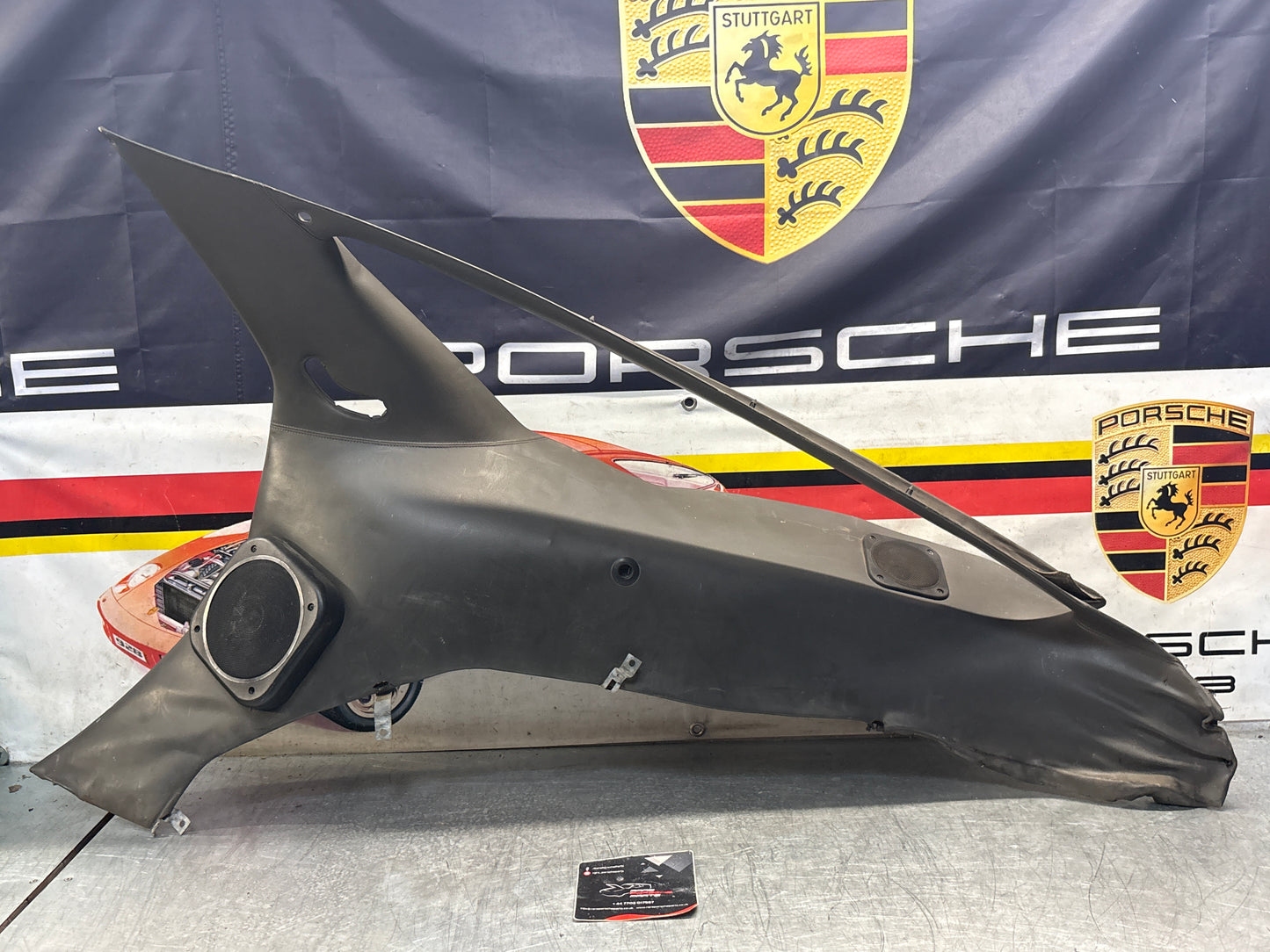 Porsche 928 right side lower side trim panel, grey used 92855502257