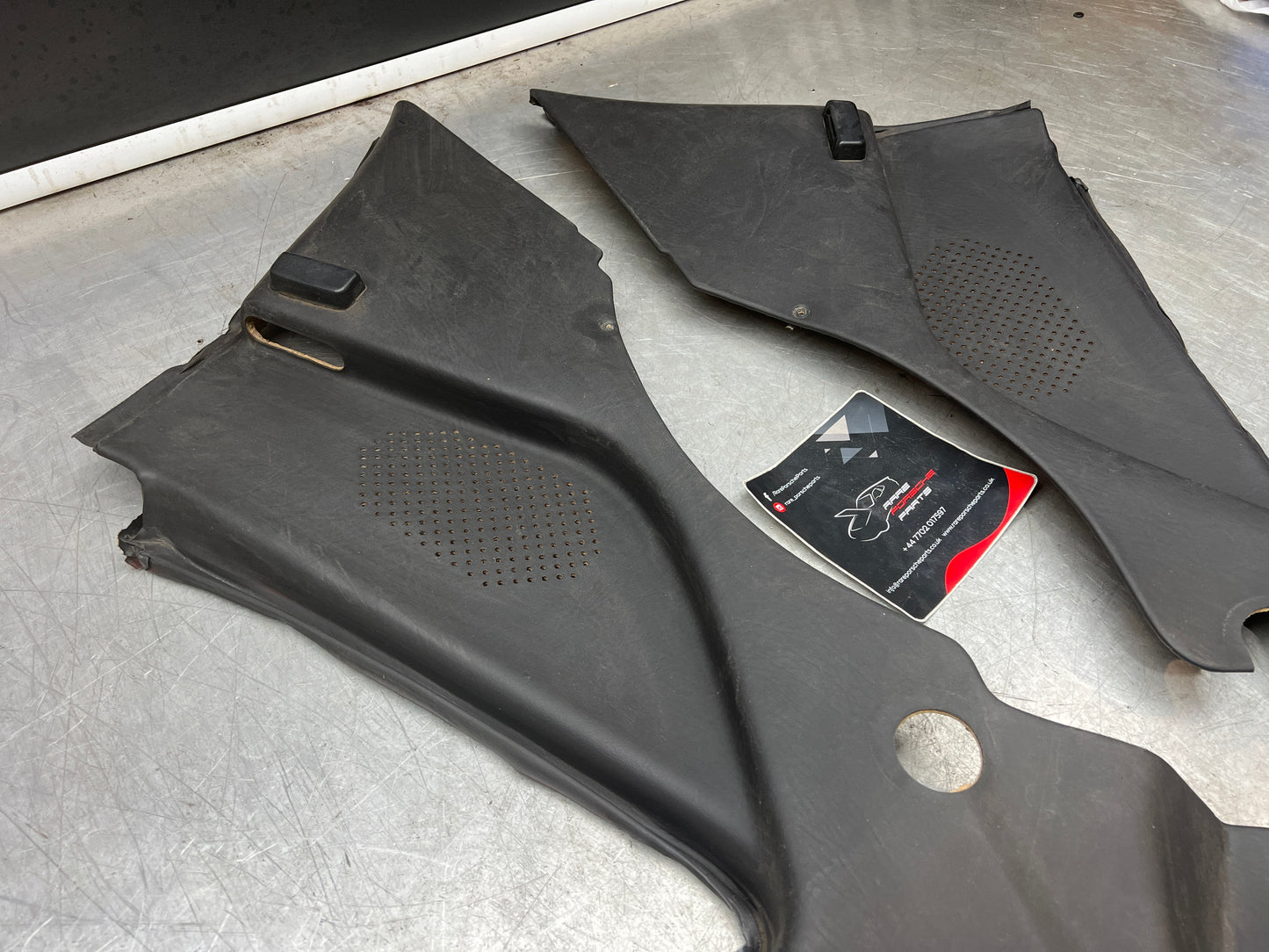 Porsche 944 black rear interior C Post trims/cards. Quarter panel trim used 944555021 944555022