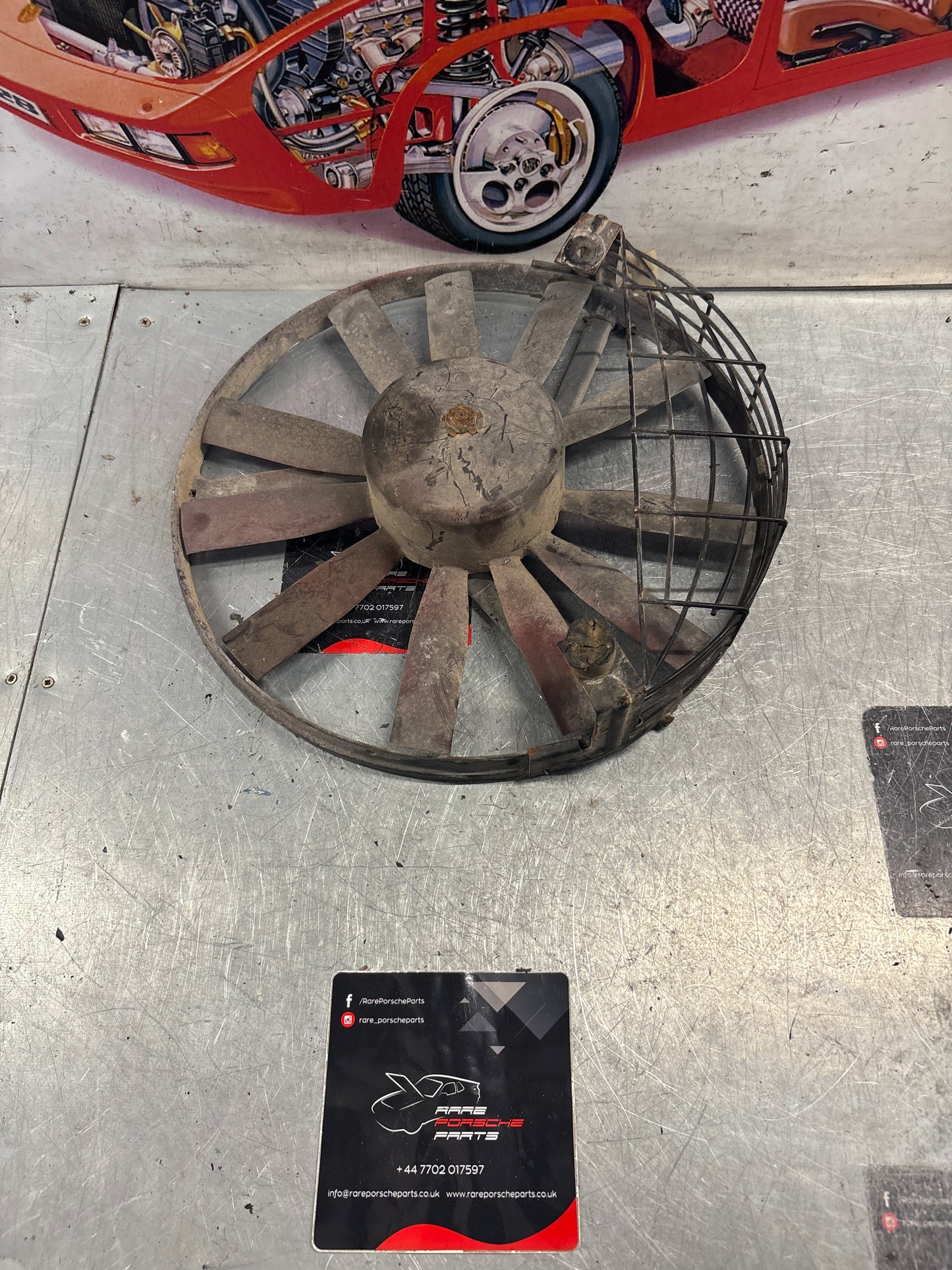 Porsche 928, 80- Air conditioner condenser  cooling  fan, genuine 92862410301 used