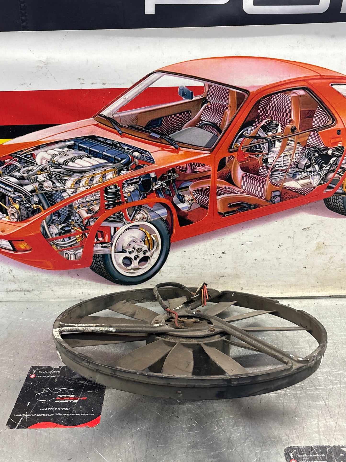 Porsche 928, 80- Air conditioner condenser  cooling  fan, genuine 92862410301 used