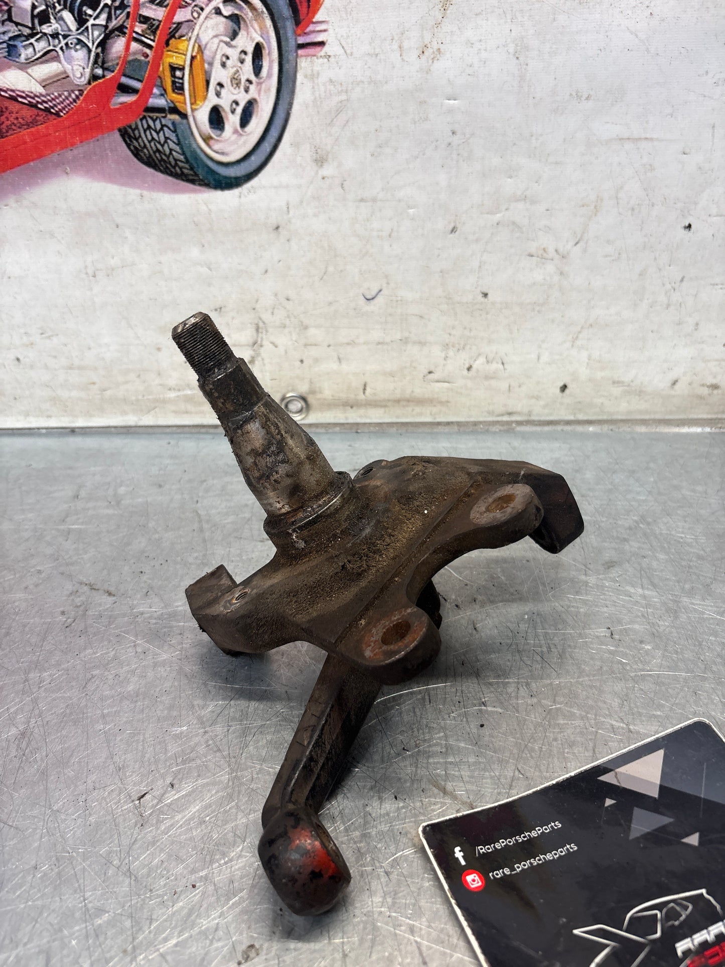 Porsche 928 left steering spindle knuckle, used 92834105703